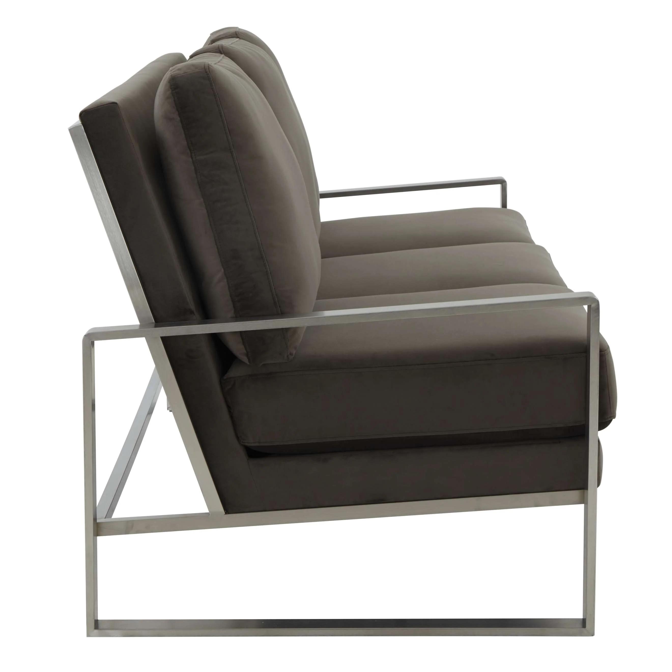 LeisureMod Jefferson Contemporary Modern Design Velvet Sofa With Silver Frame - Image 19