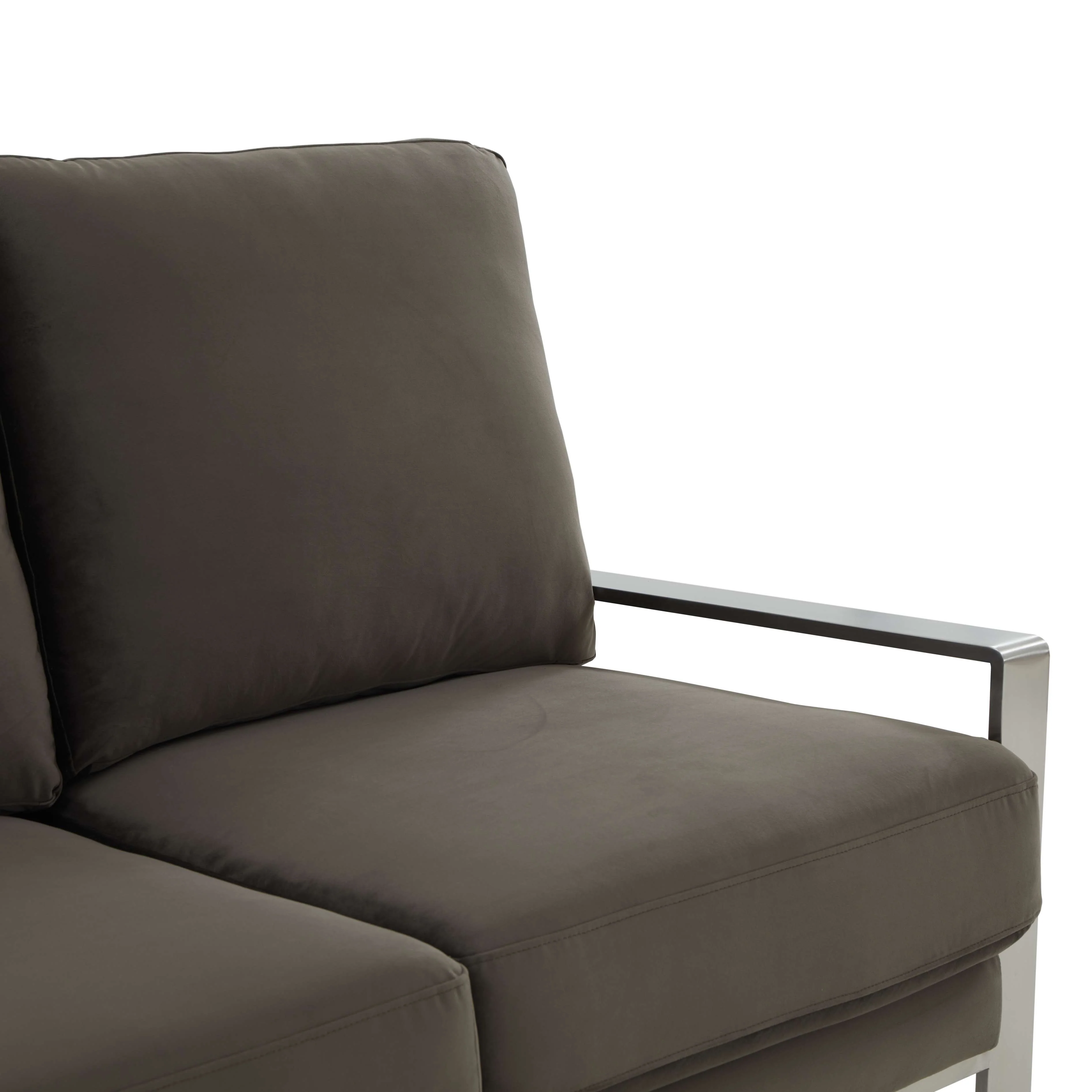 LeisureMod Jefferson Contemporary Modern Design Velvet Sofa With Silver Frame - Image 20
