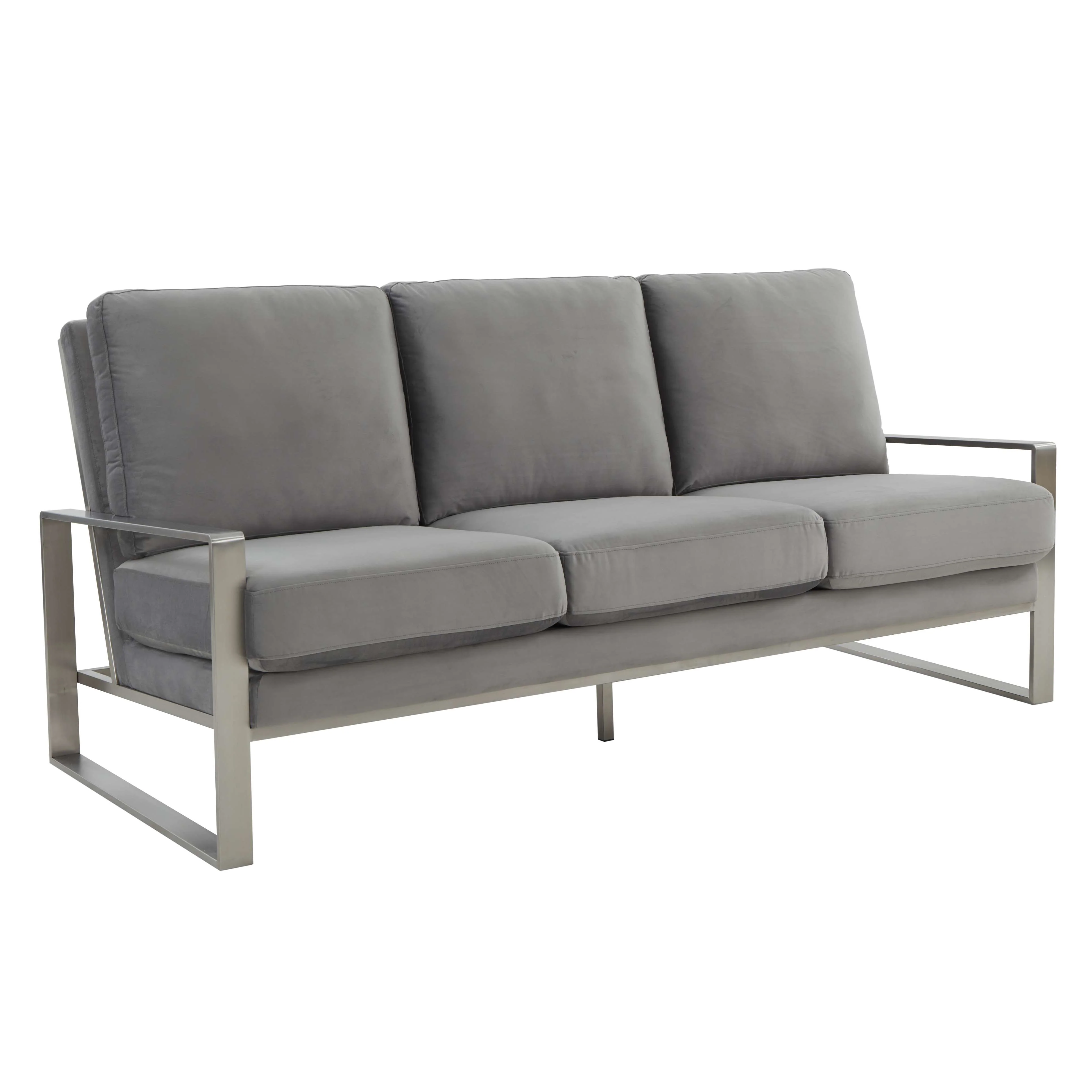 LeisureMod Jefferson Contemporary Modern Design Velvet Sofa With Silver Frame - Image 23