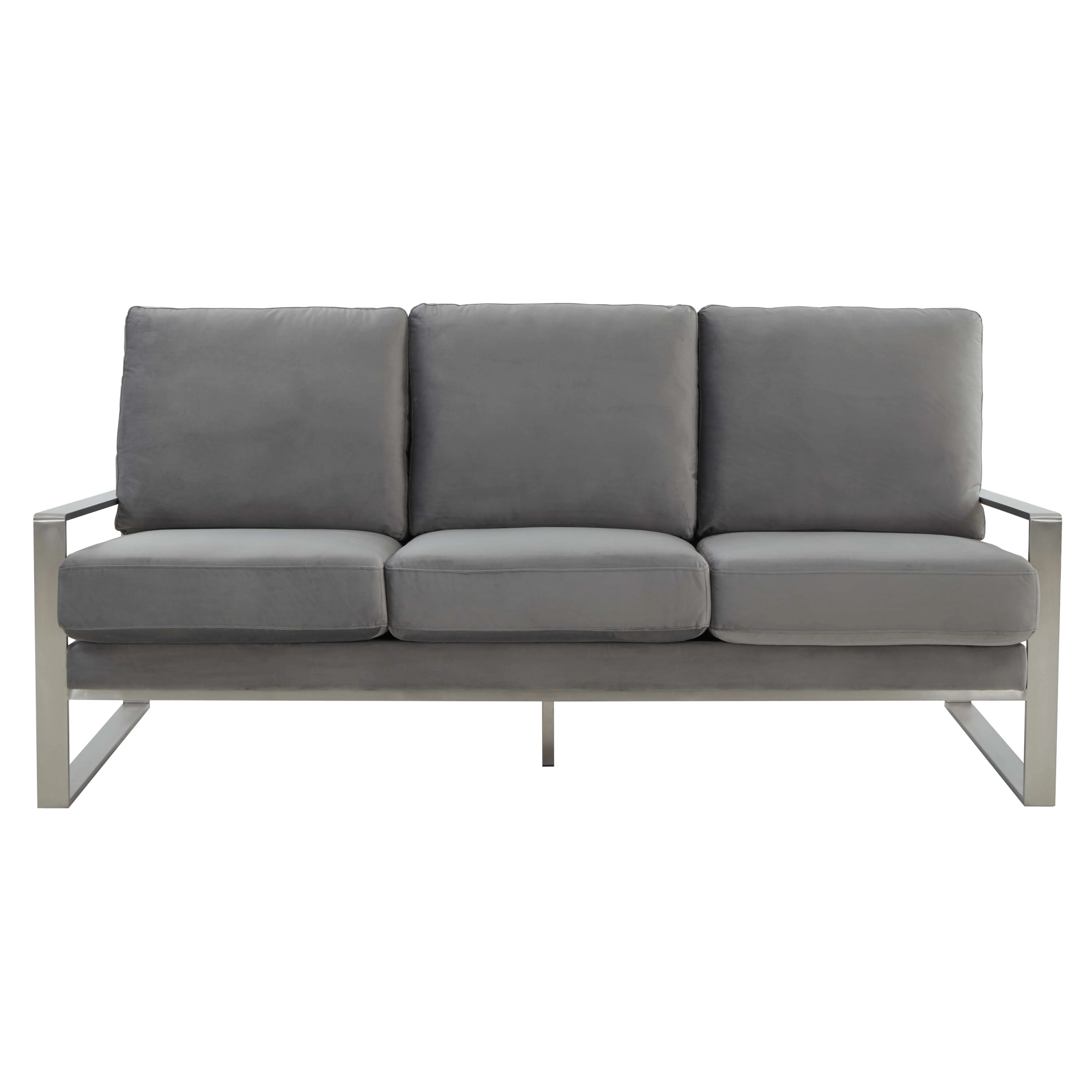 LeisureMod Jefferson Contemporary Modern Design Velvet Sofa With Silver Frame - Image 24