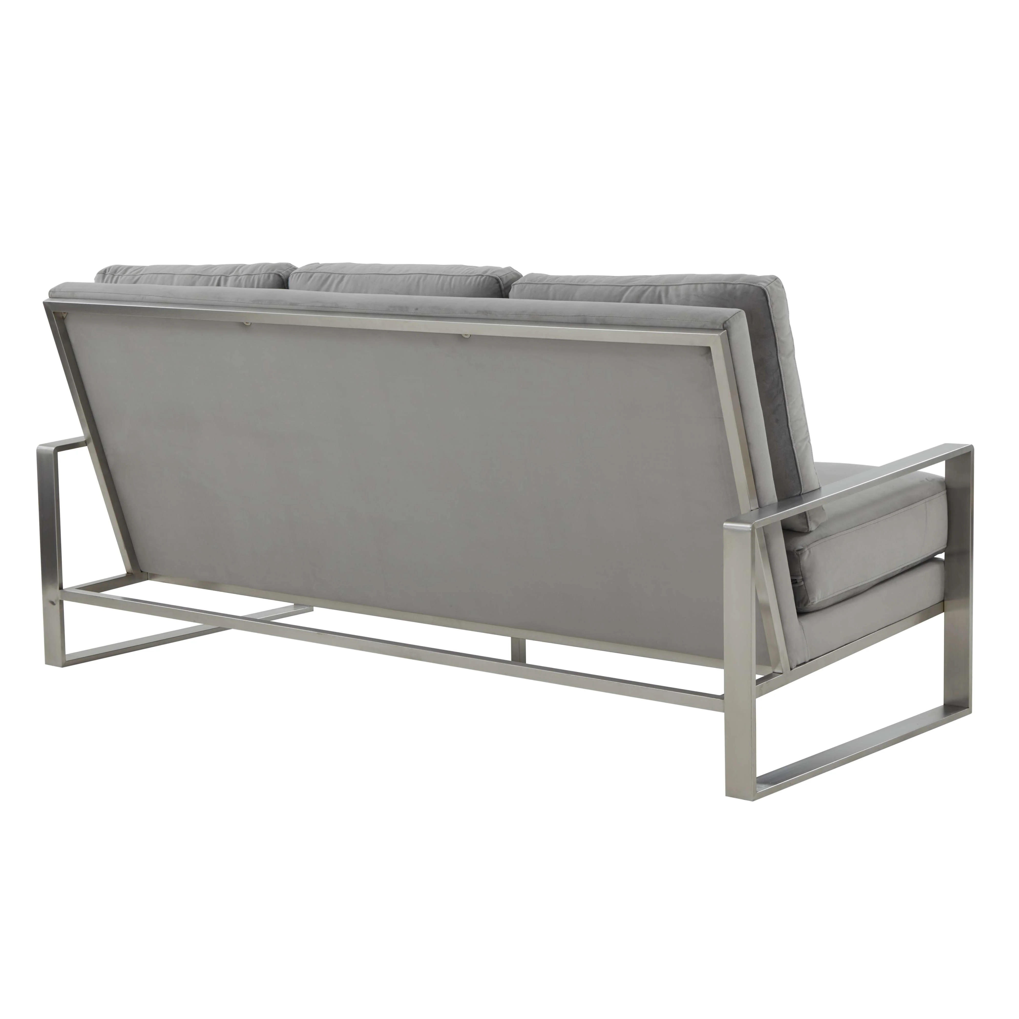 LeisureMod Jefferson Contemporary Modern Design Velvet Sofa With Silver Frame - Image 25