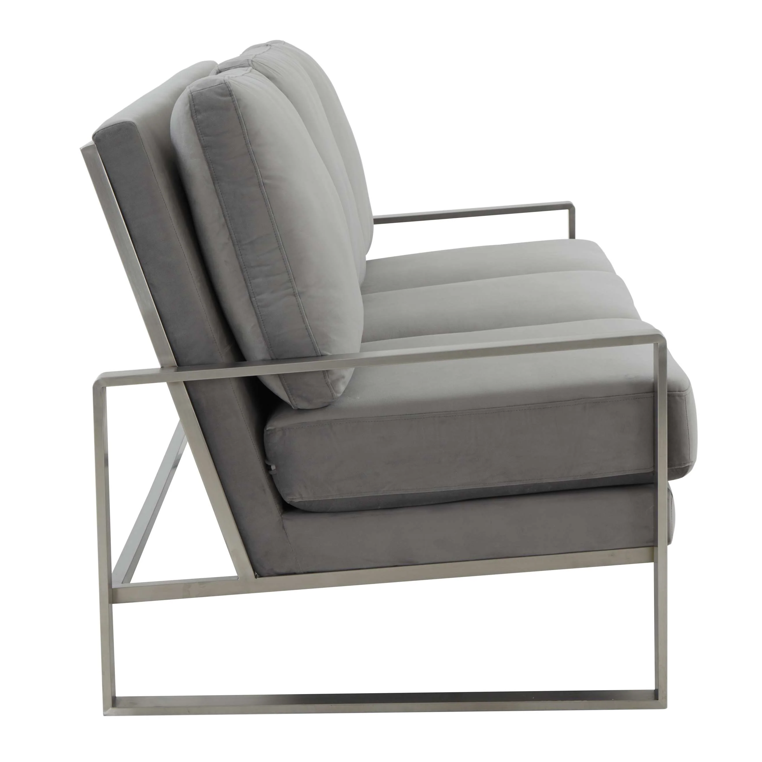 LeisureMod Jefferson Contemporary Modern Design Velvet Sofa With Silver Frame - Image 26