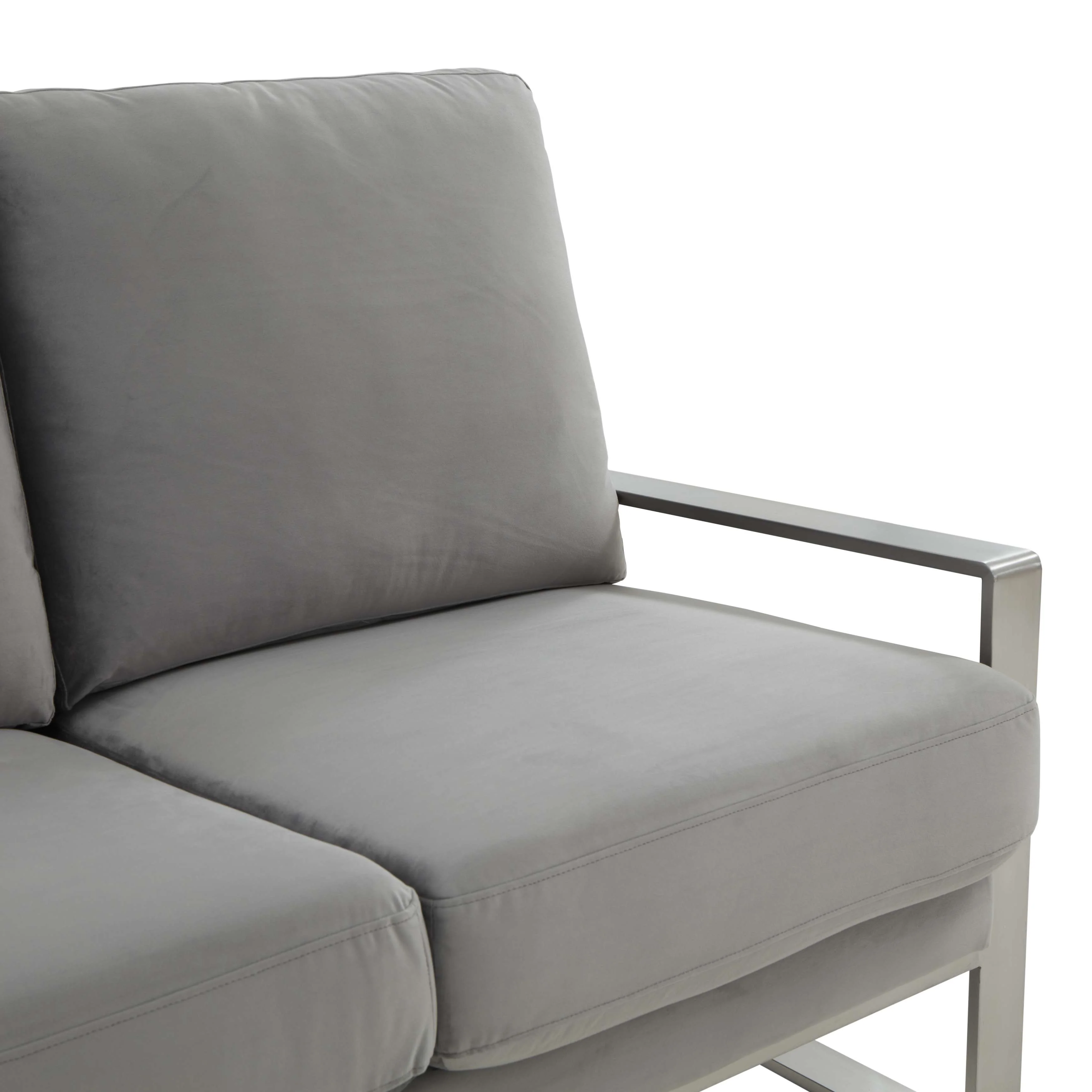 LeisureMod Jefferson Contemporary Modern Design Velvet Sofa With Silver Frame - Image 27