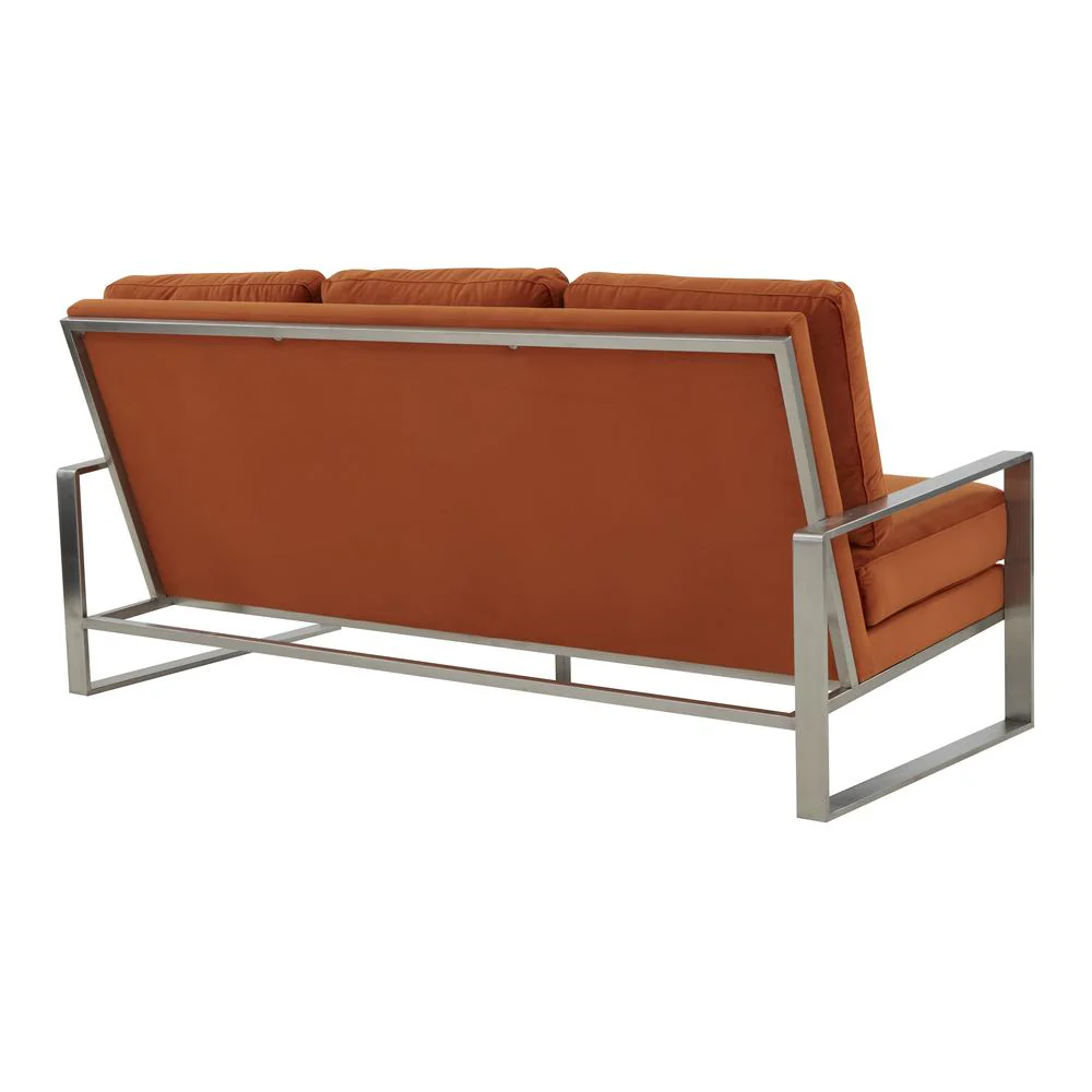 LeisureMod Jefferson Contemporary Modern Design Velvet Sofa With Silver Frame - Image 31