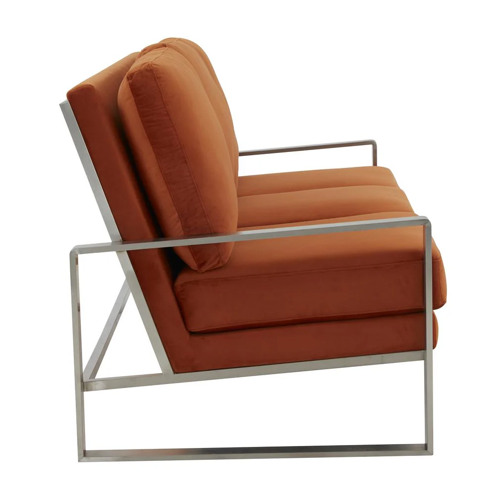 LeisureMod Jefferson Contemporary Modern Design Velvet Sofa With Silver Frame - Image 32