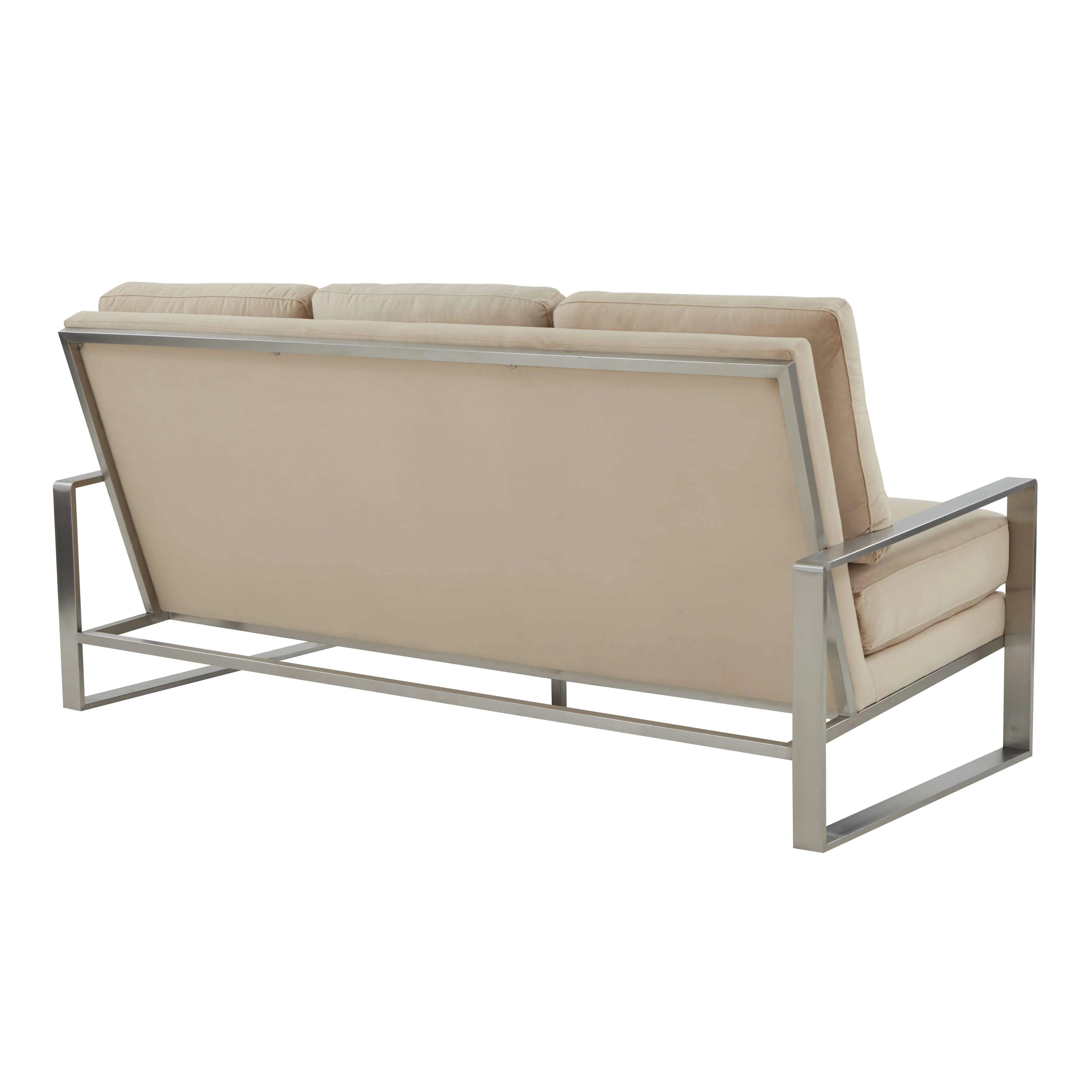 LeisureMod Jefferson Contemporary Modern Design Velvet Sofa With Silver Frame - Image 4