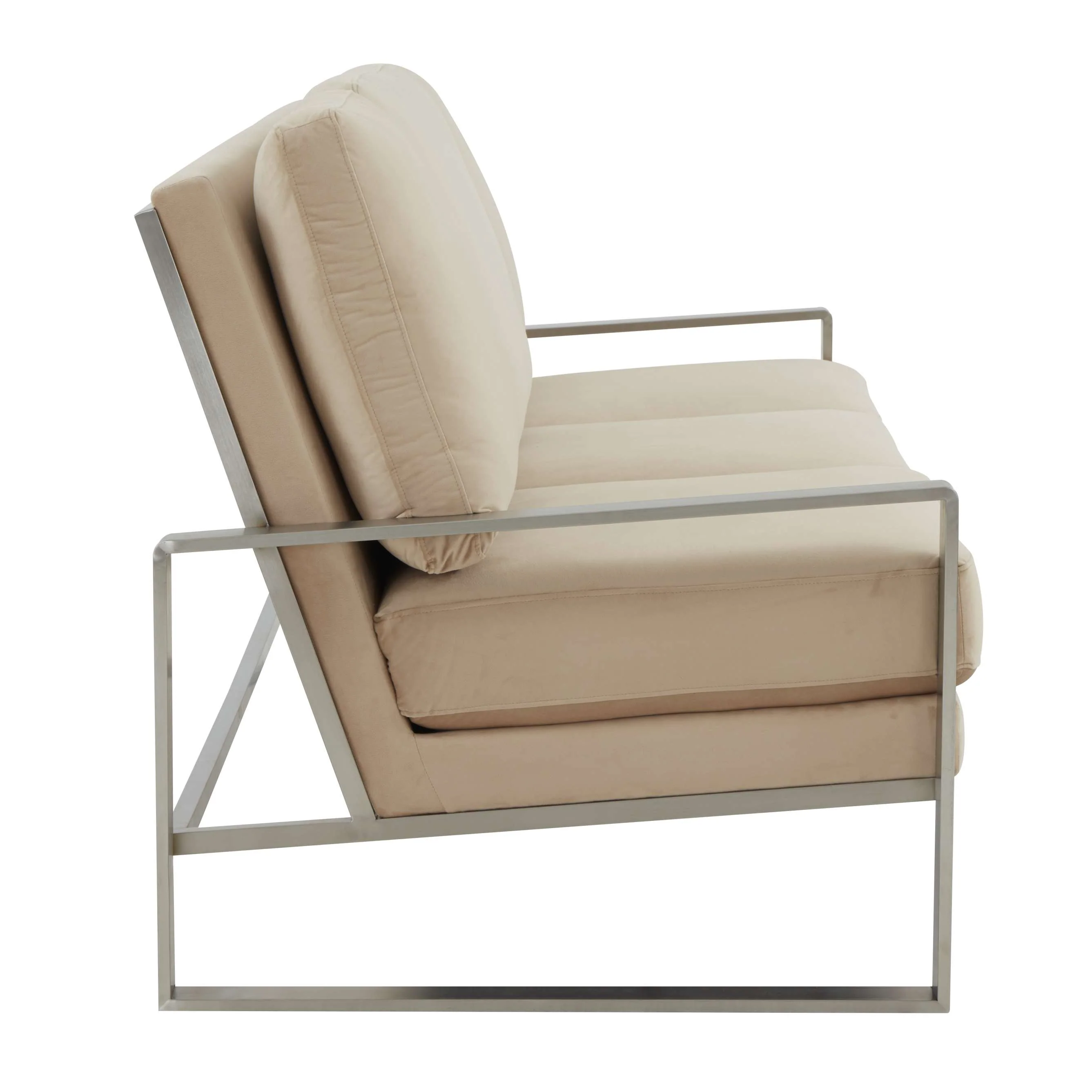 LeisureMod Jefferson Contemporary Modern Design Velvet Sofa With Silver Frame - Image 5
