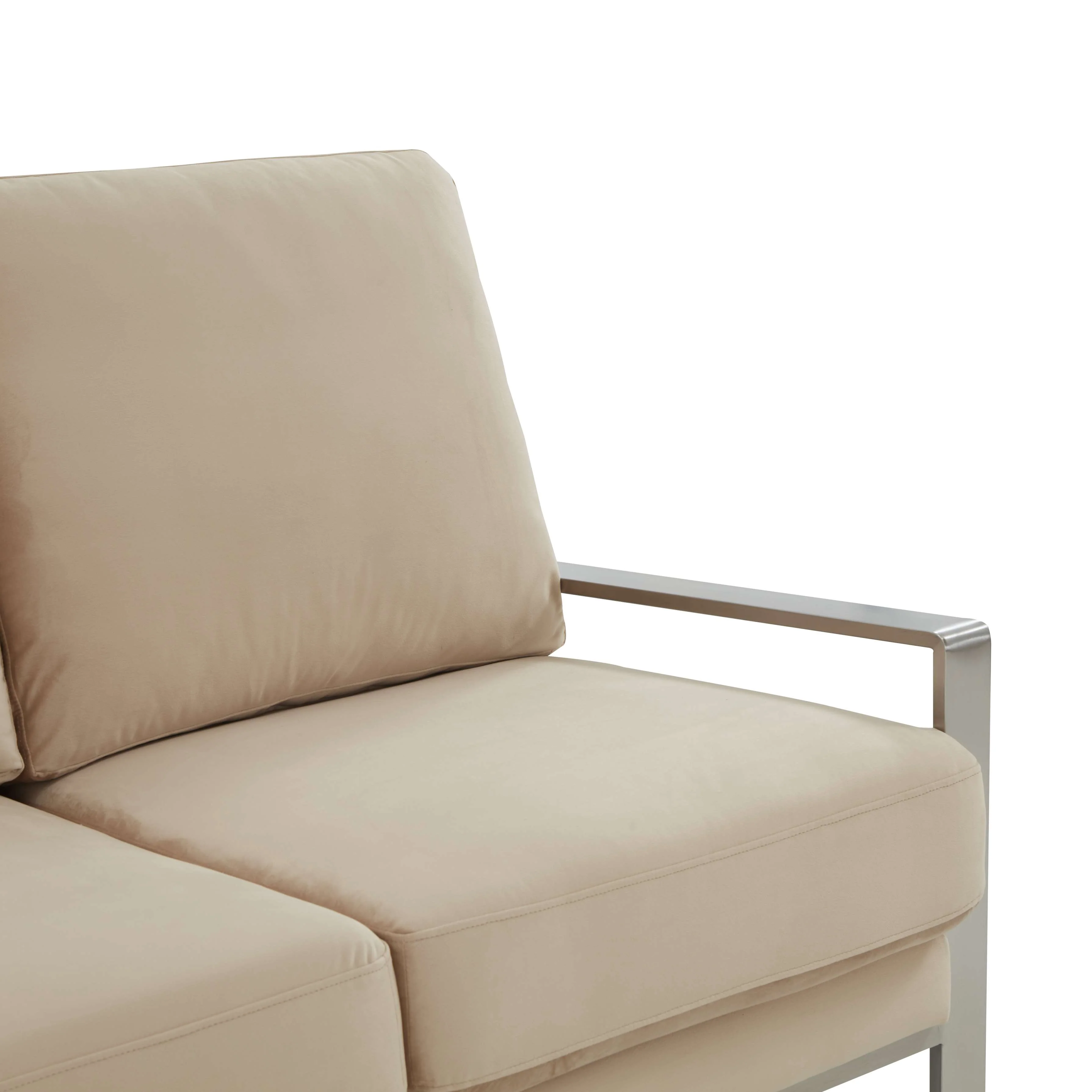 LeisureMod Jefferson Contemporary Modern Design Velvet Sofa With Silver Frame - Image 6