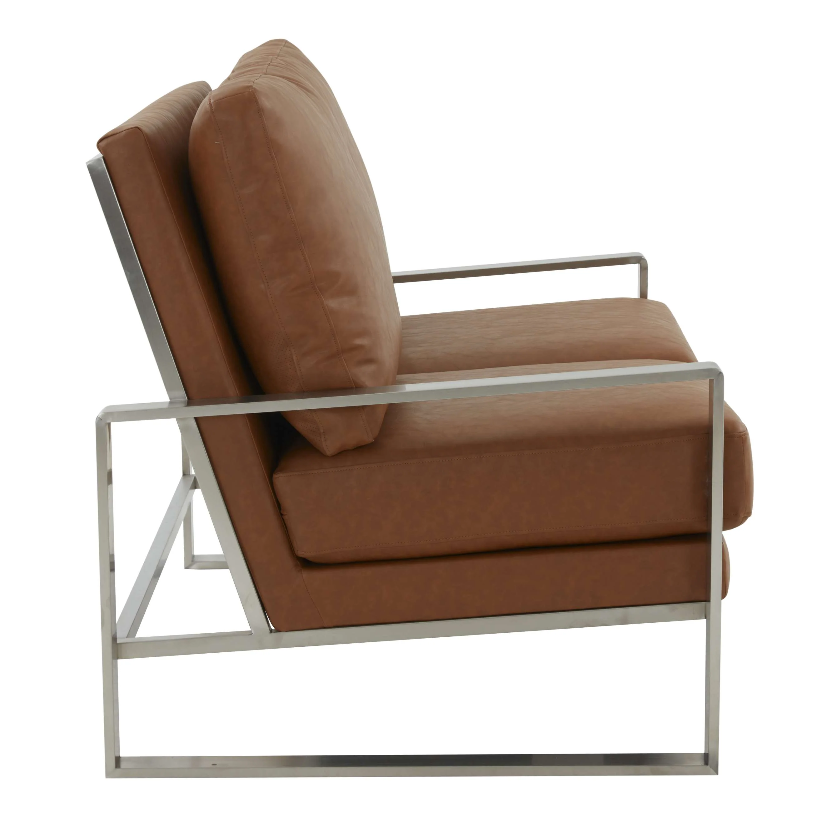Leisuremod Jefferson Contemporary Modern Faux Leather Loveseat With Silver Frame - Image 10