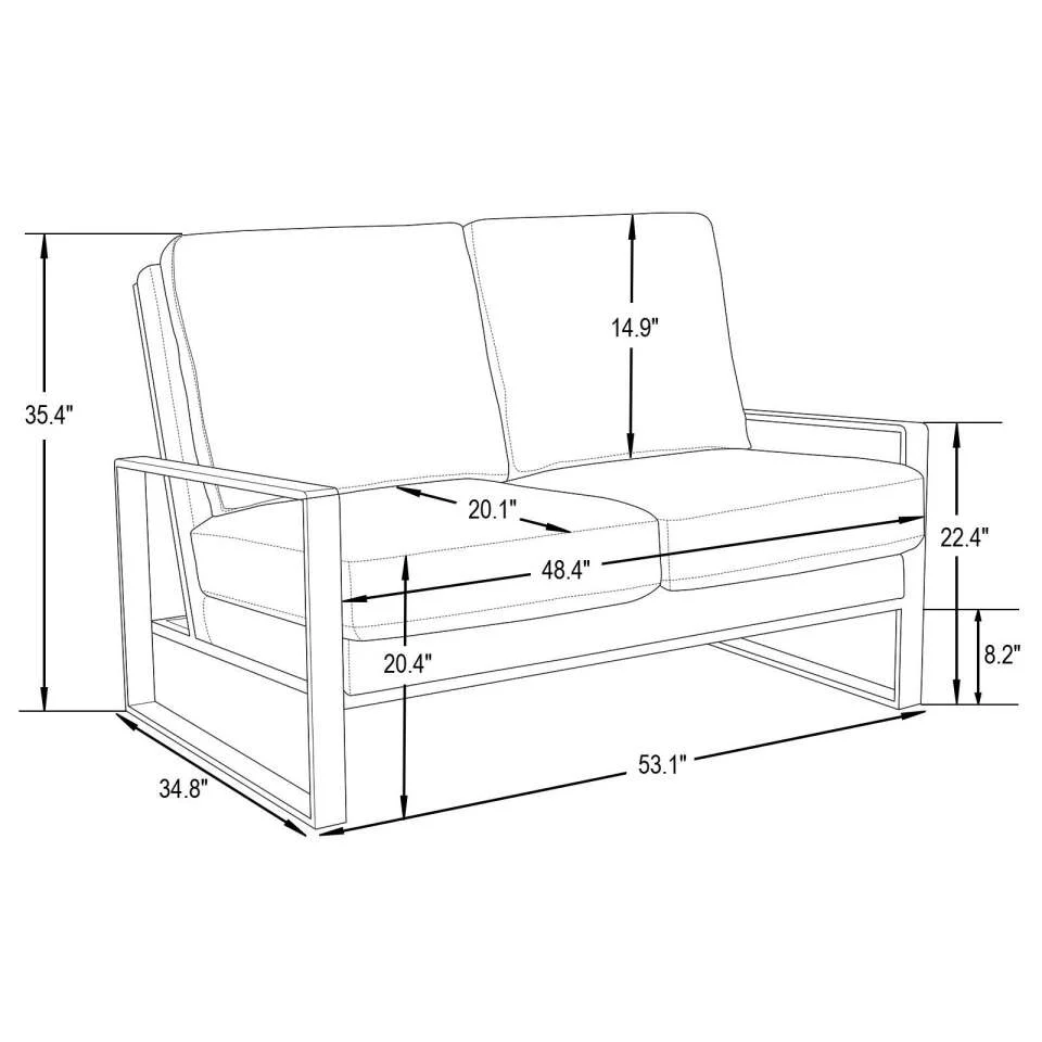 Leisuremod Jefferson Contemporary Modern Faux Leather Loveseat With Silver Frame - Image 14