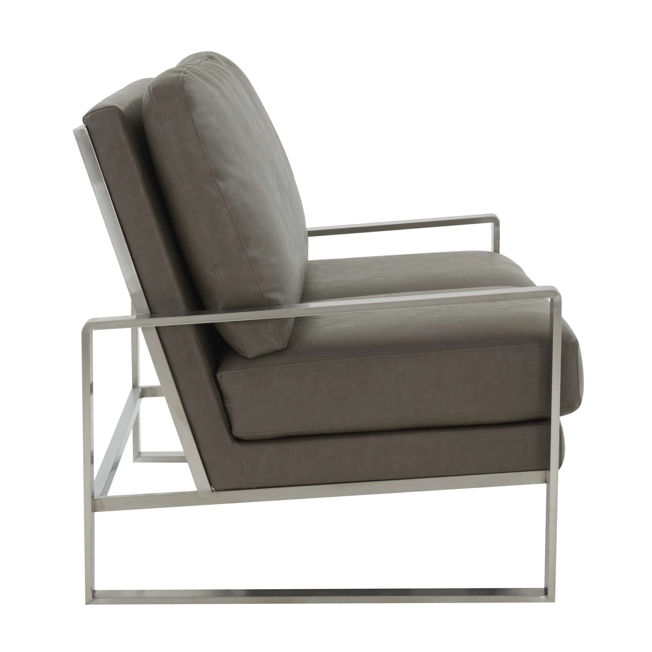 Leisuremod Jefferson Contemporary Modern Faux Leather Loveseat With Silver Frame - Image 17