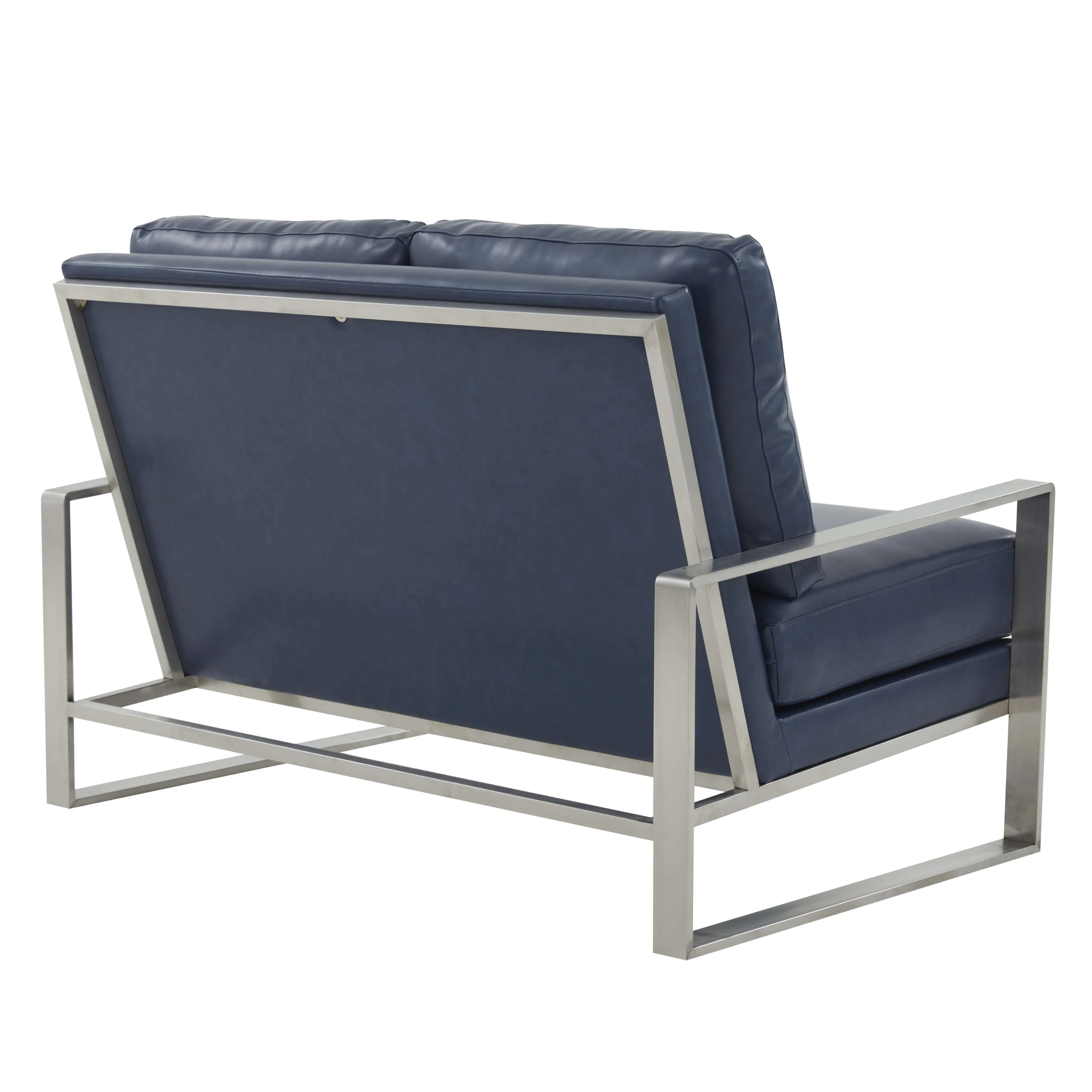 Leisuremod Jefferson Contemporary Modern Faux Leather Loveseat With Silver Frame - Image 22