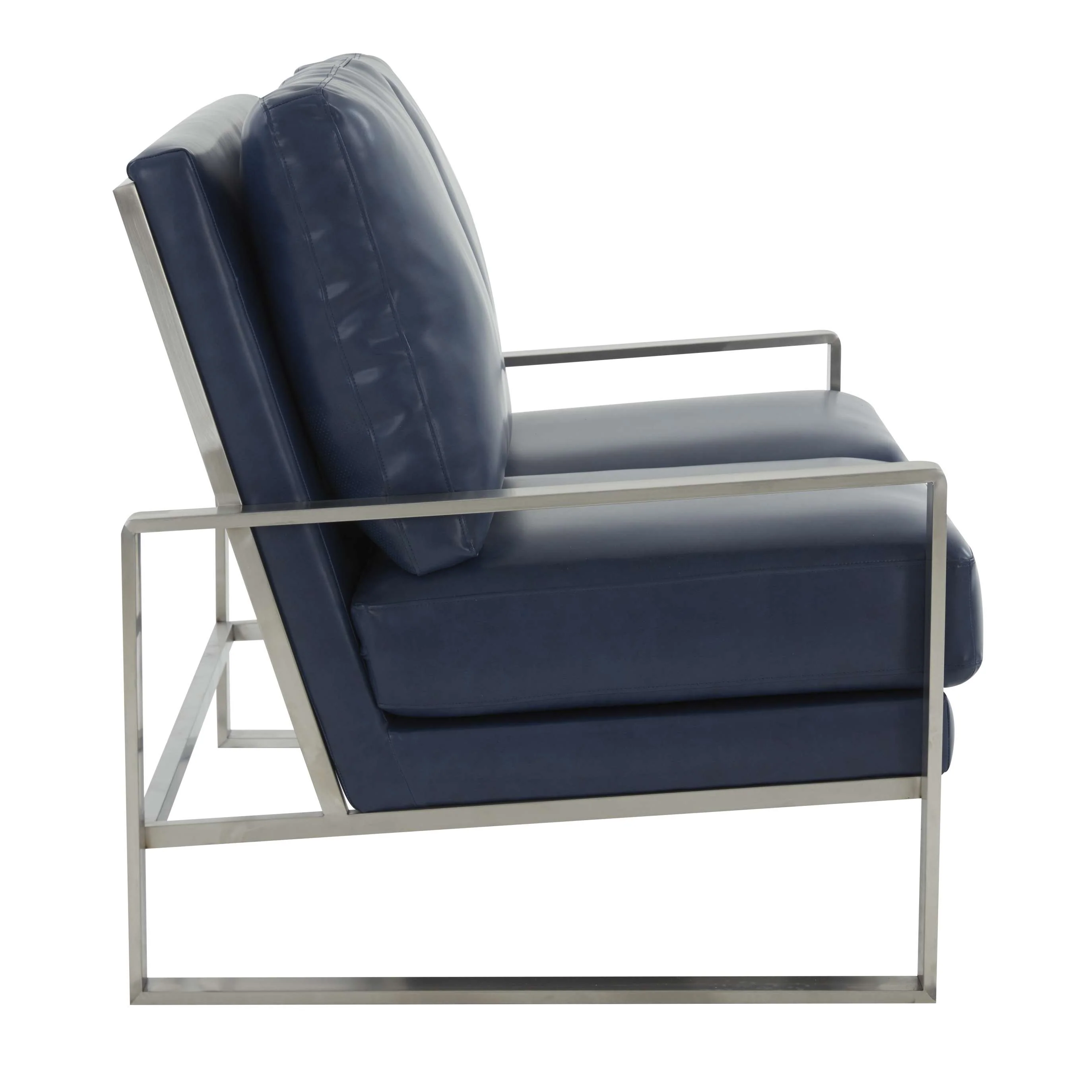 Leisuremod Jefferson Contemporary Modern Faux Leather Loveseat With Silver Frame - Image 23