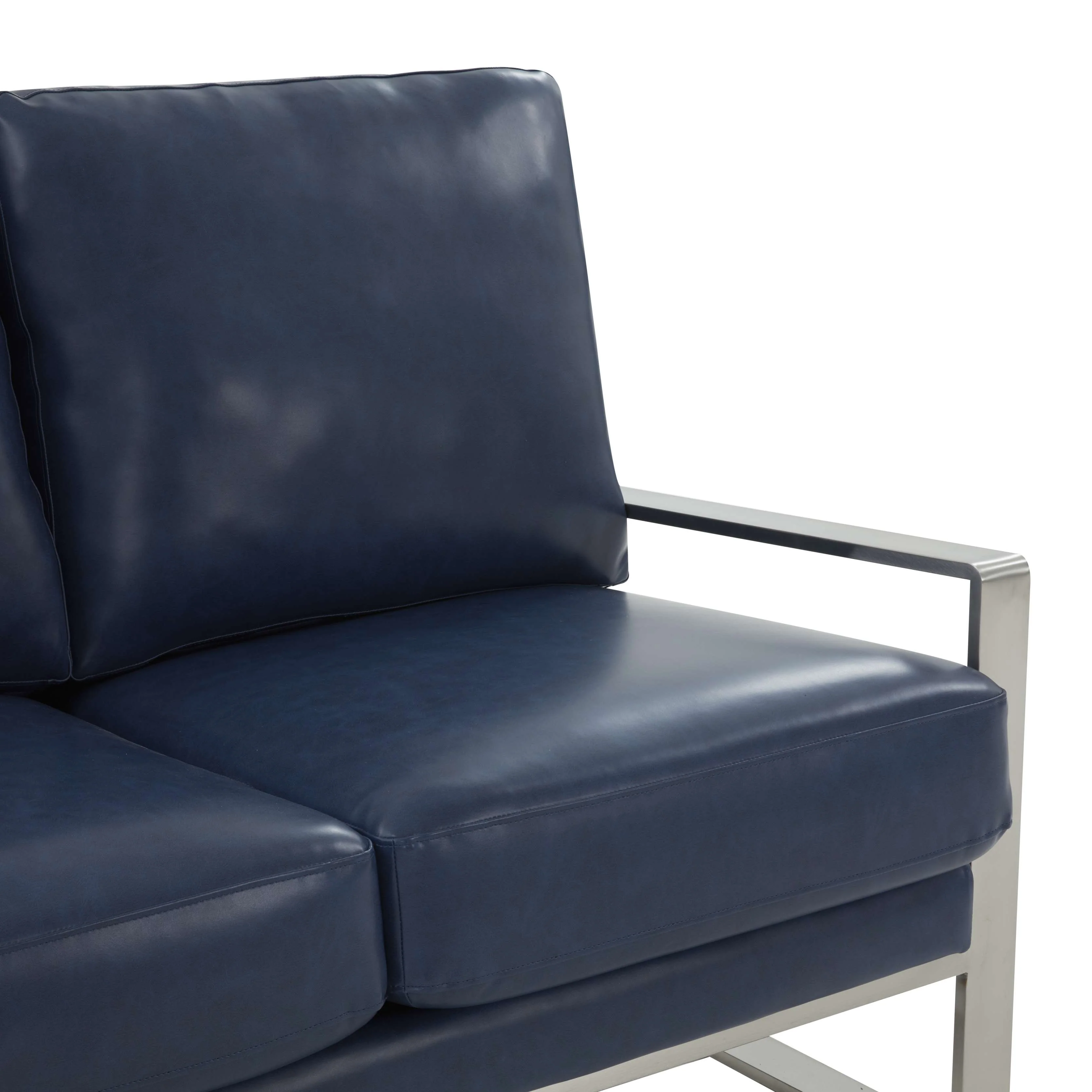 Leisuremod Jefferson Contemporary Modern Faux Leather Loveseat With Silver Frame - Image 26