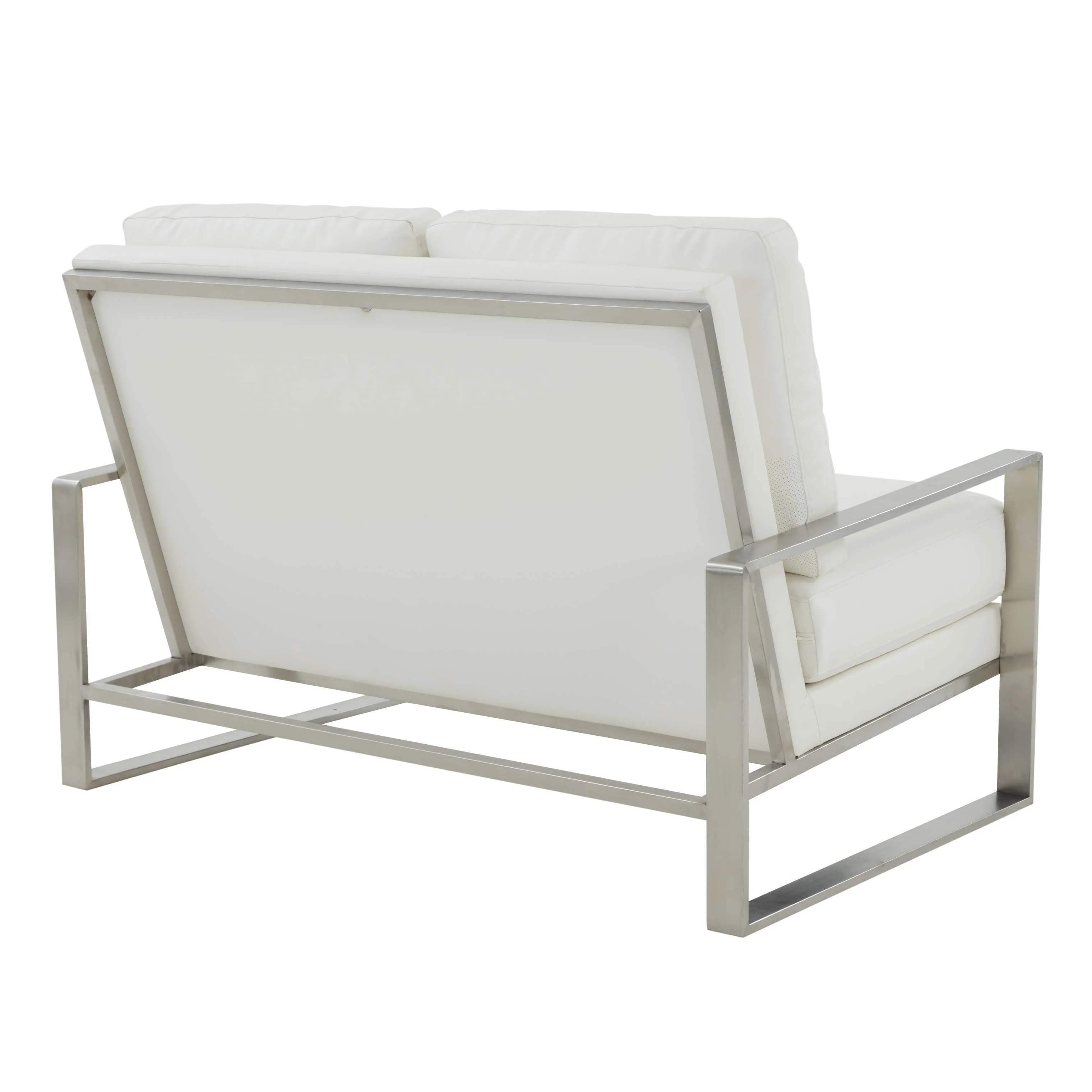 Leisuremod Jefferson Contemporary Modern Faux Leather Loveseat With Silver Frame - Image 28