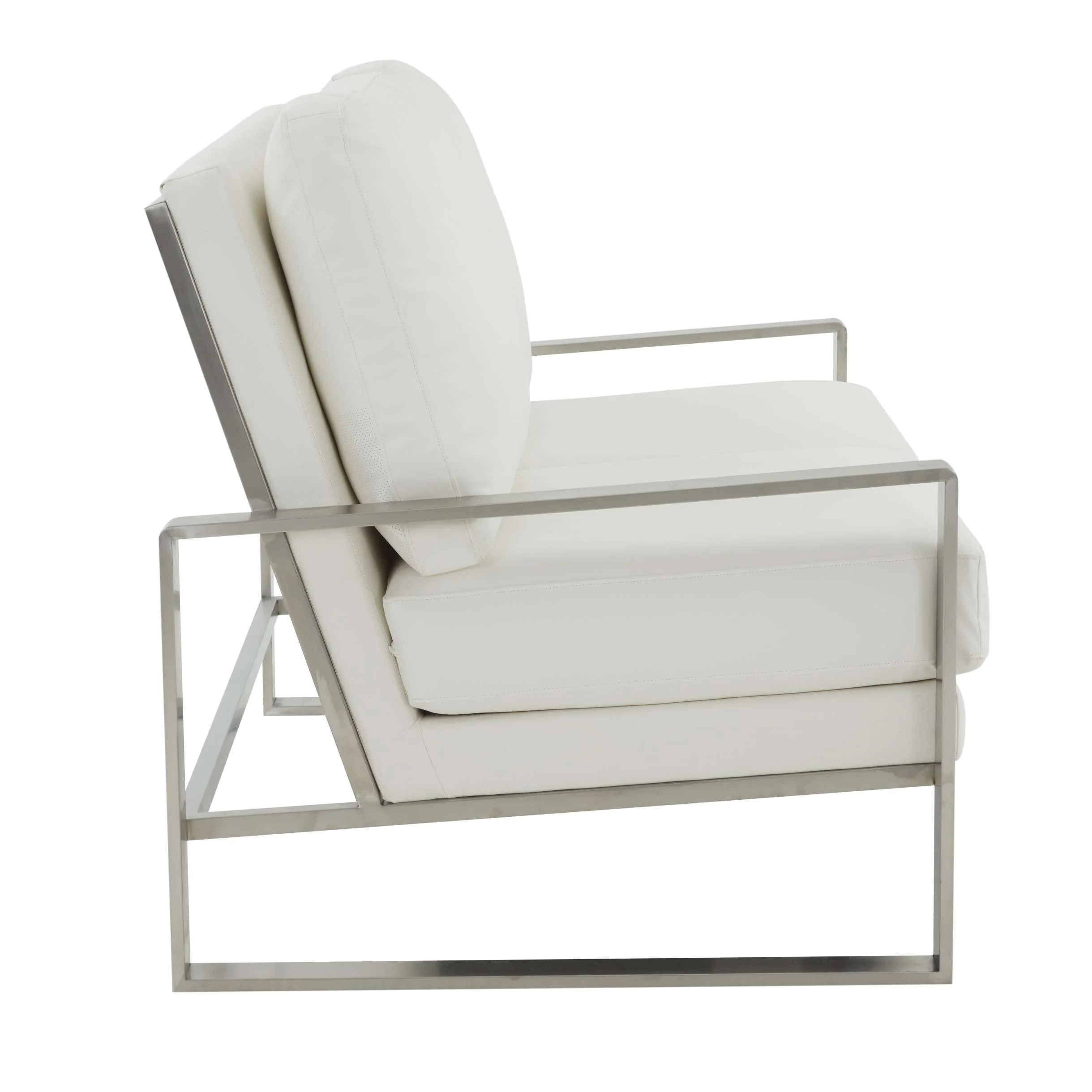 Leisuremod Jefferson Contemporary Modern Faux Leather Loveseat With Silver Frame - Image 29