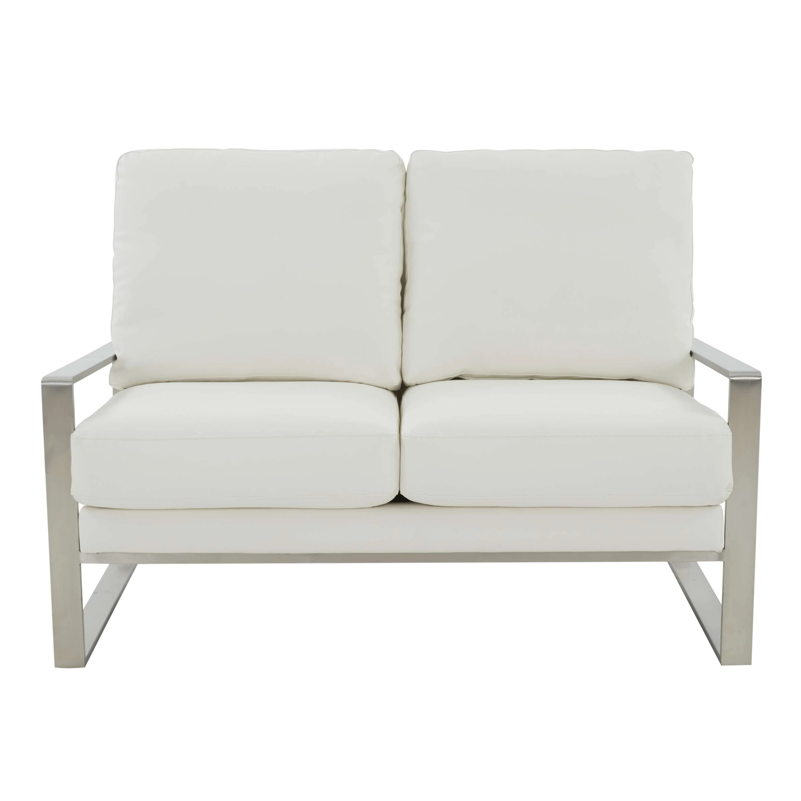 Leisuremod Jefferson Contemporary Modern Faux Leather Loveseat With Silver Frame - Image 31