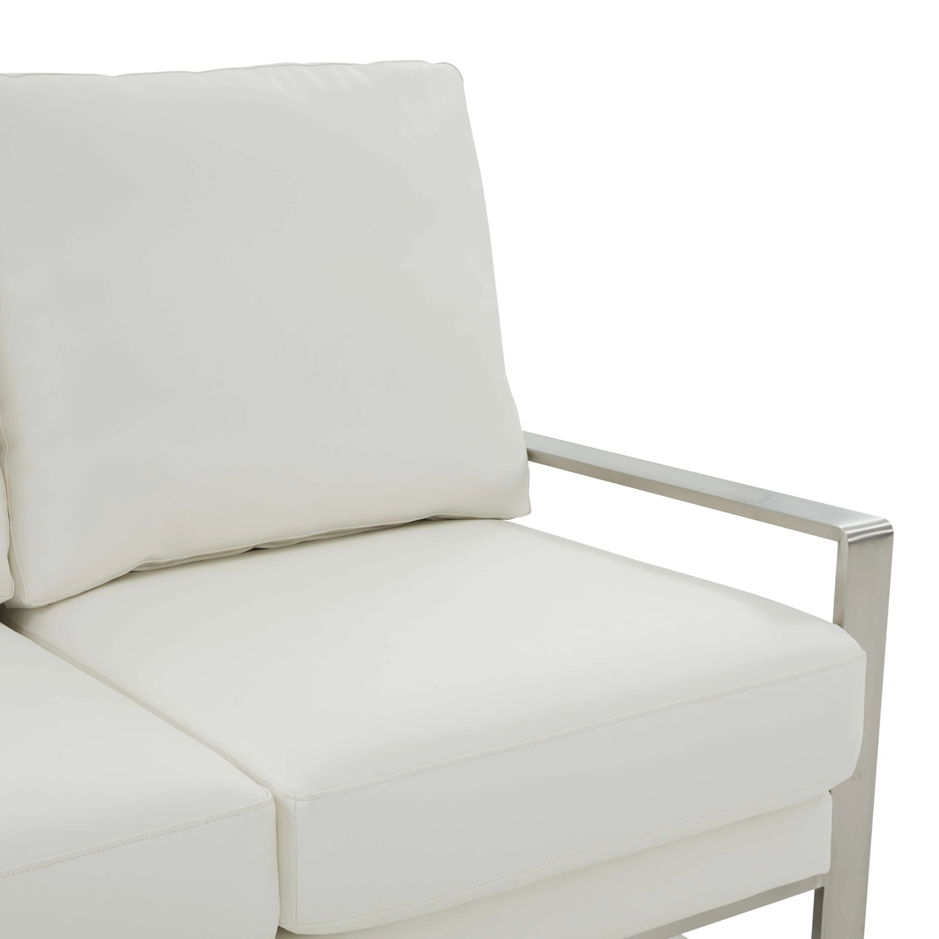Leisuremod Jefferson Contemporary Modern Faux Leather Loveseat With Silver Frame - Image 32