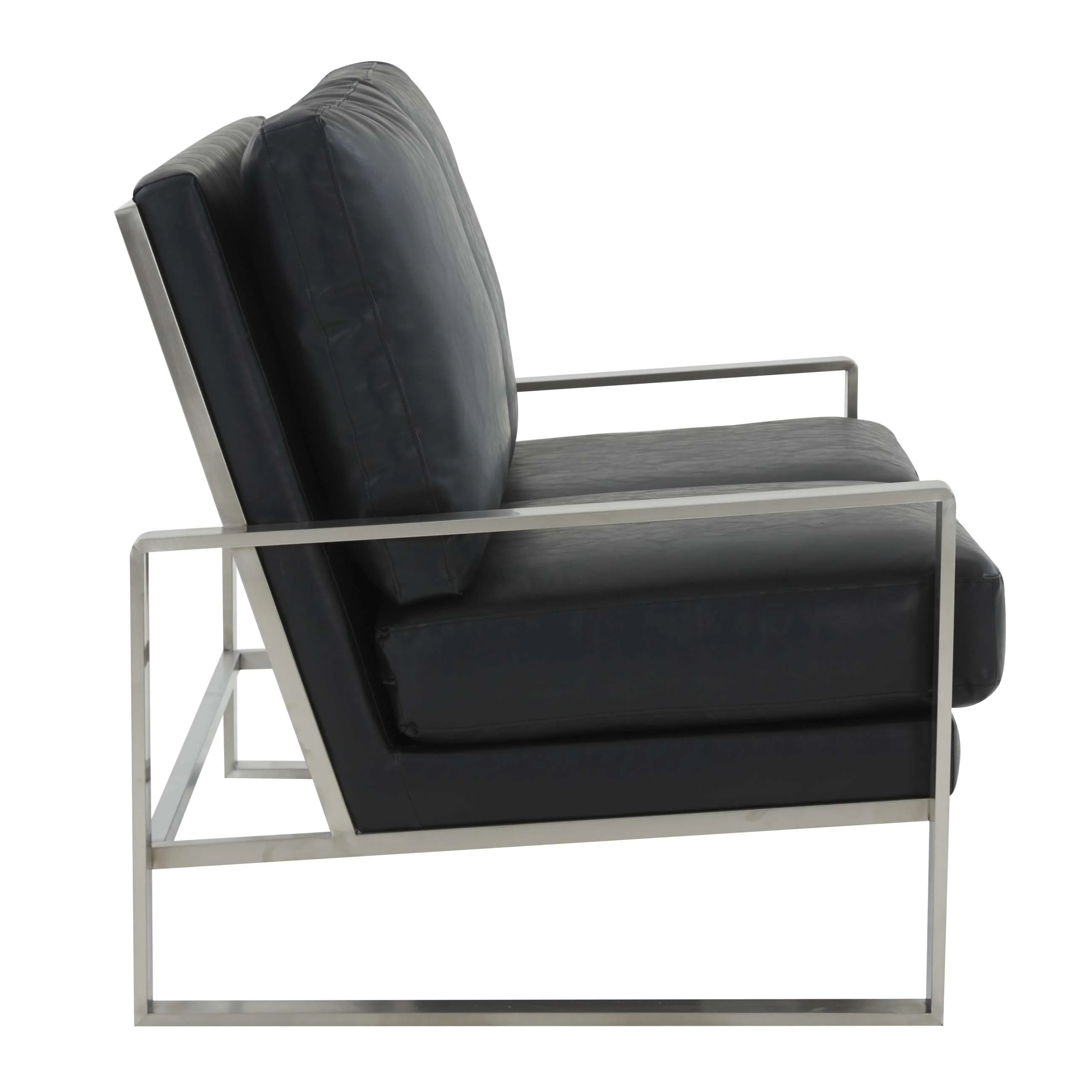 Leisuremod Jefferson Contemporary Modern Faux Leather Loveseat With Silver Frame - Image 4