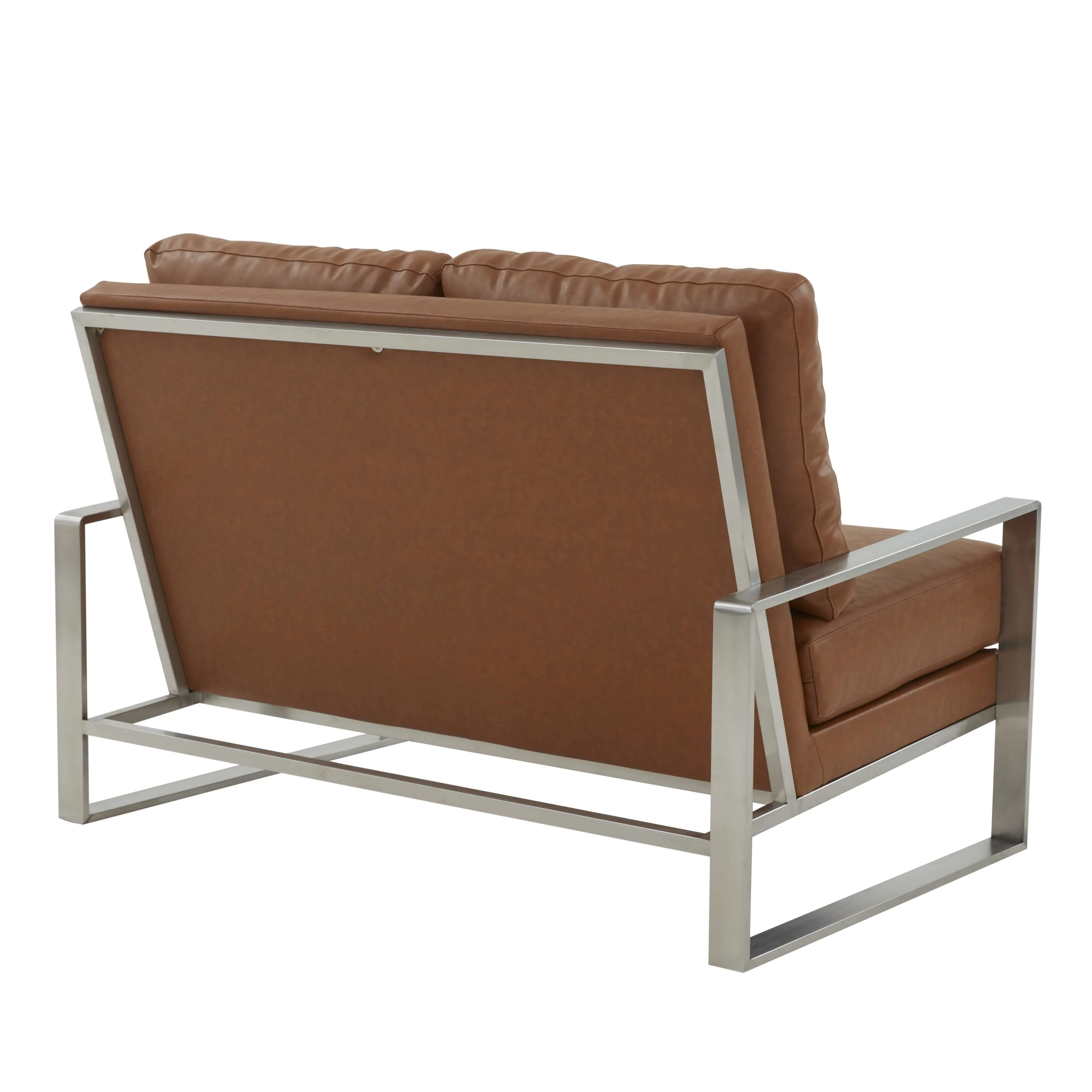 Leisuremod Jefferson Contemporary Modern Faux Leather Loveseat With Silver Frame - Image 9