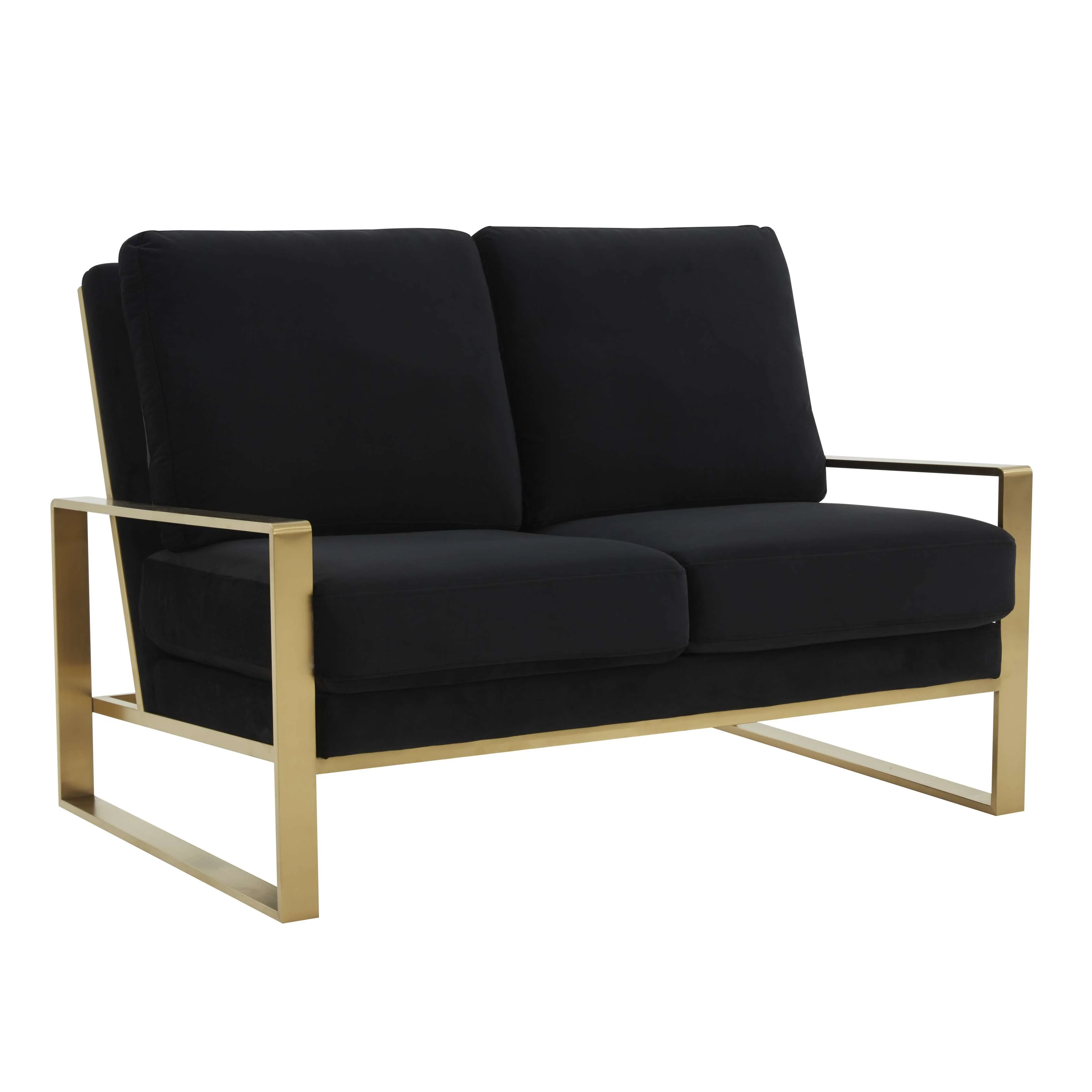 Leisuremod Jefferson Contemporary Modern Velvet Loveseat With Gold Frame - Image 11