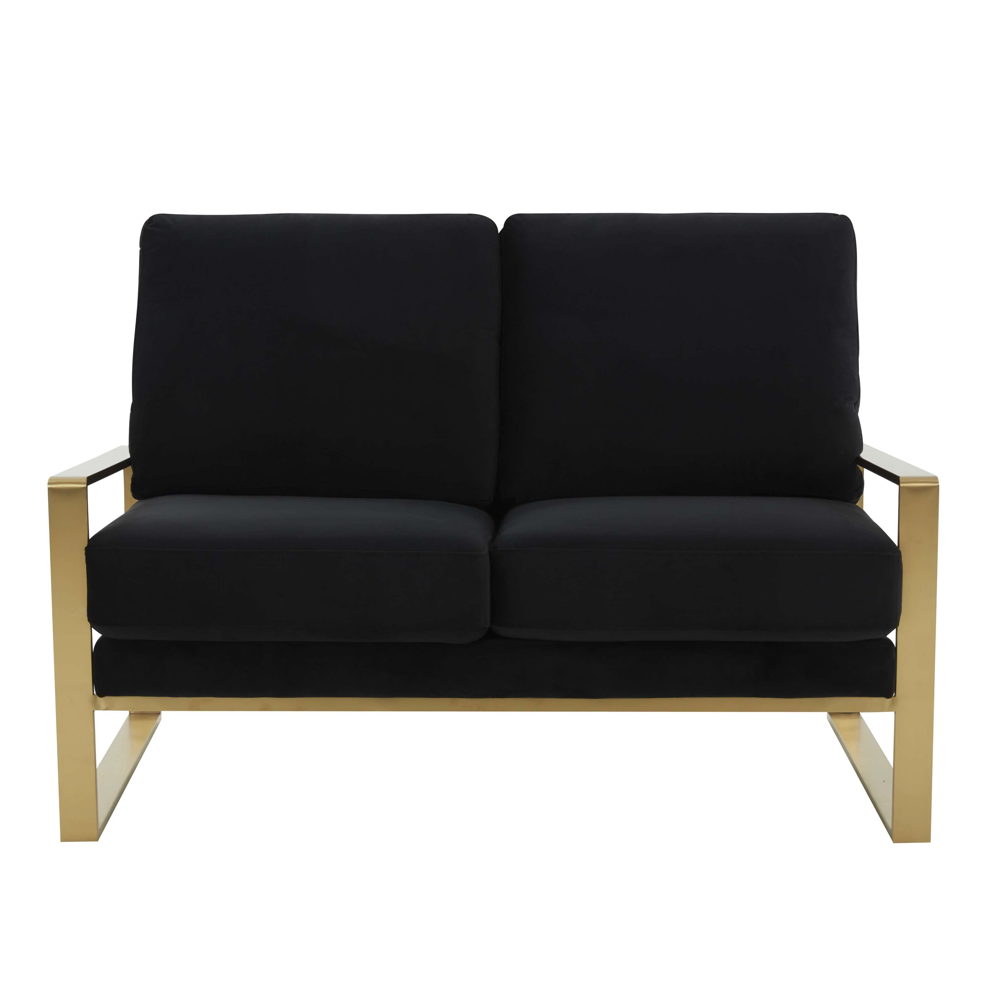 Leisuremod Jefferson Contemporary Modern Velvet Loveseat With Gold Frame - Image 12