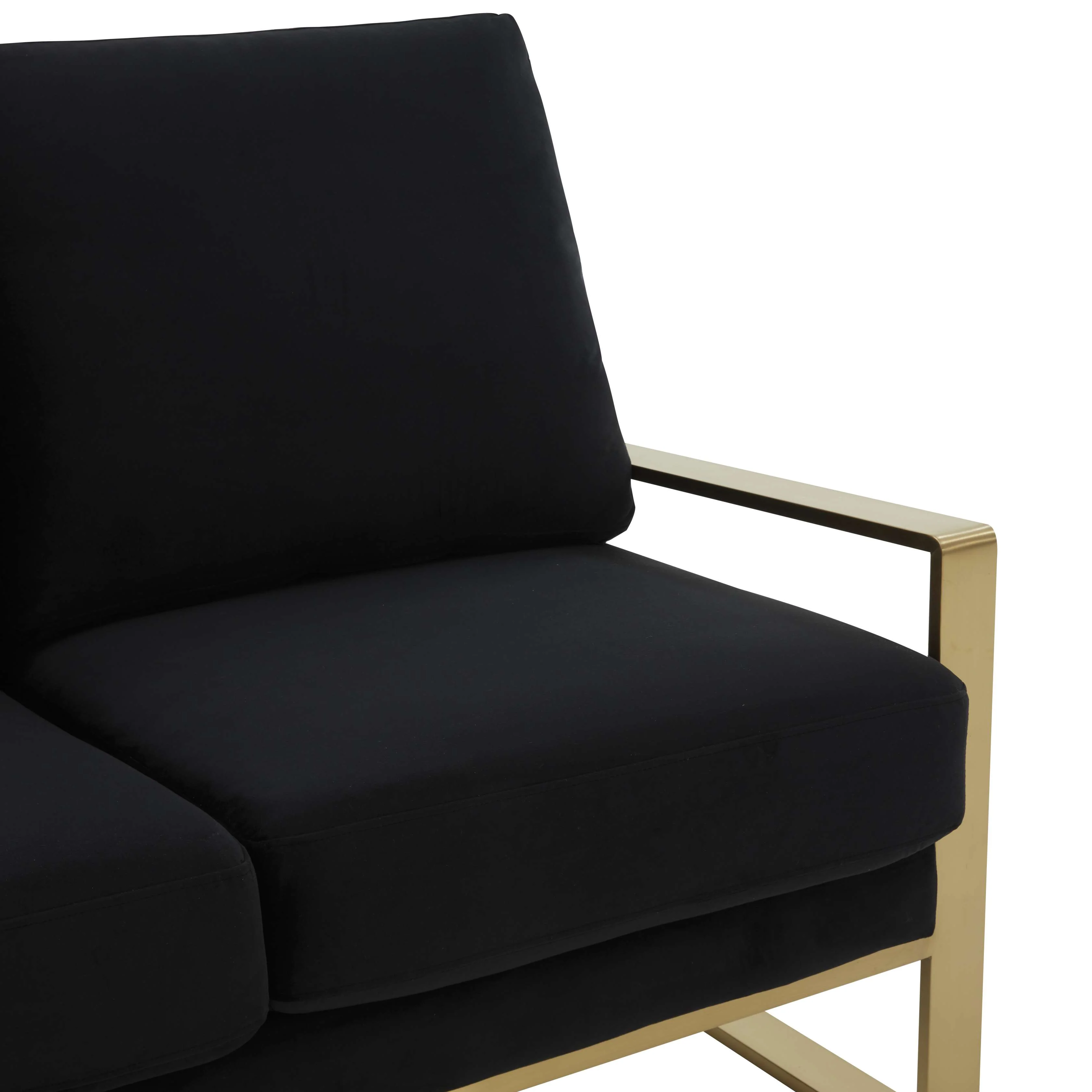 Leisuremod Jefferson Contemporary Modern Velvet Loveseat With Gold Frame - Image 13