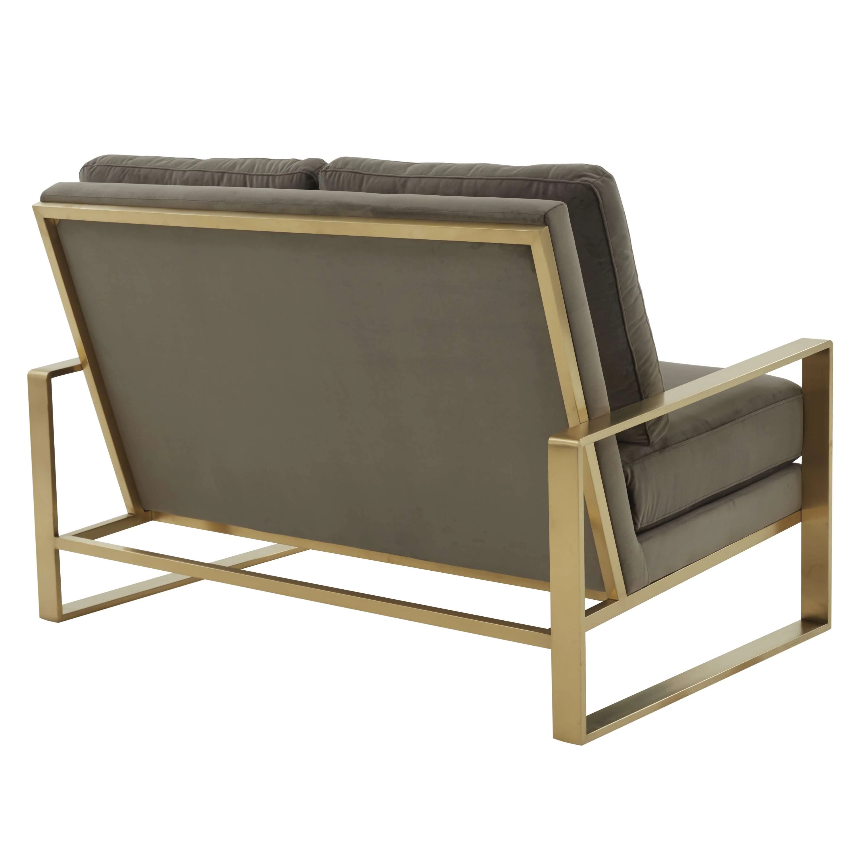 Leisuremod Jefferson Contemporary Modern Velvet Loveseat With Gold Frame - Image 15