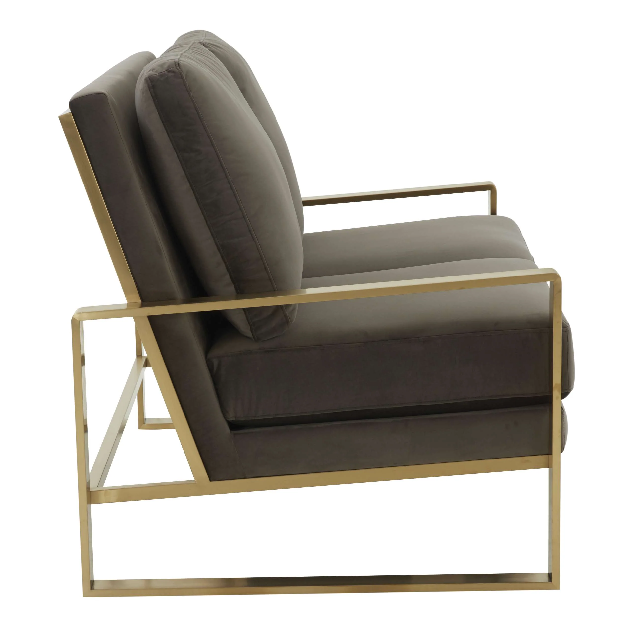 Leisuremod Jefferson Contemporary Modern Velvet Loveseat With Gold Frame - Image 16