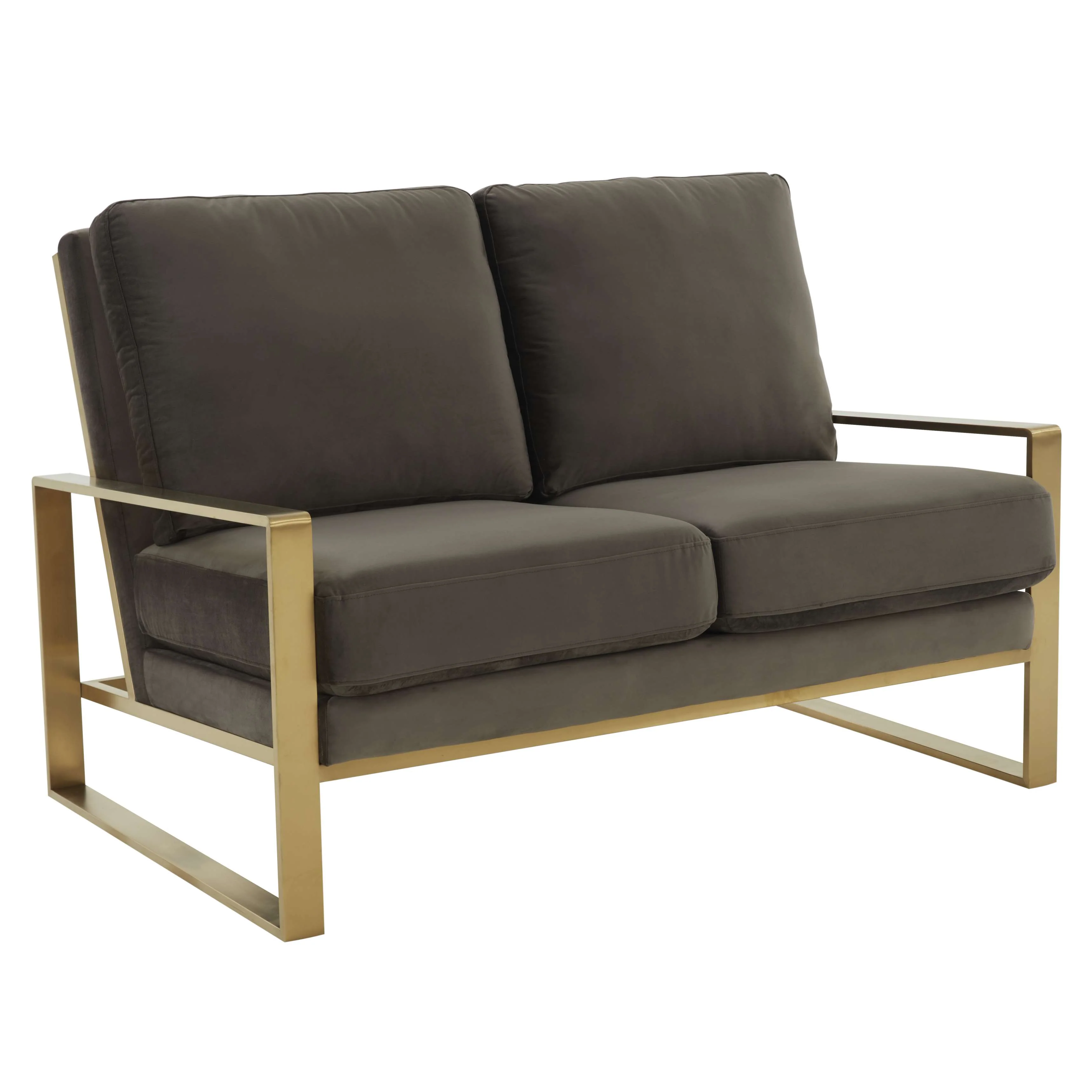 Leisuremod Jefferson Contemporary Modern Velvet Loveseat With Gold Frame - Image 17