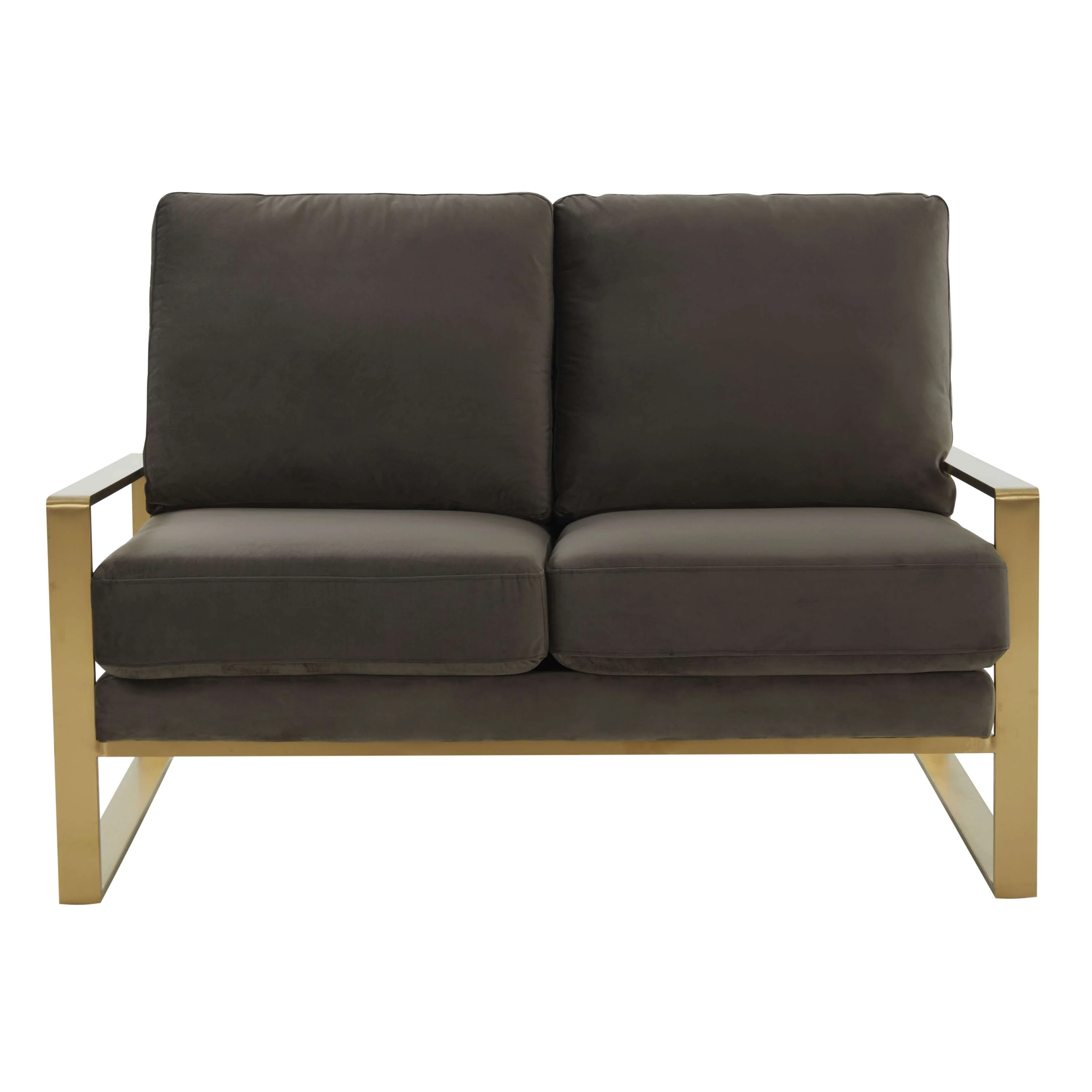 Leisuremod Jefferson Contemporary Modern Velvet Loveseat With Gold Frame - Image 18
