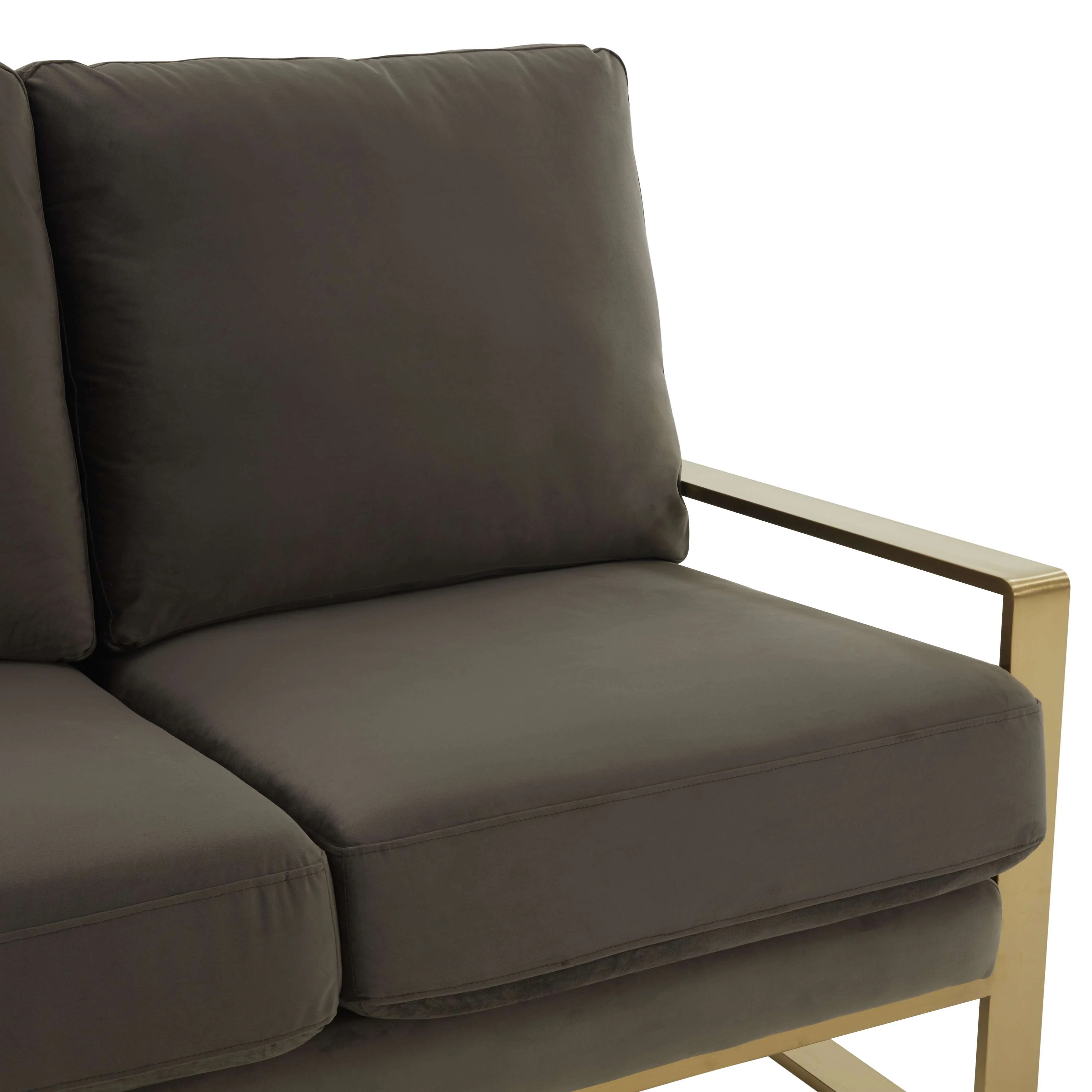 Leisuremod Jefferson Contemporary Modern Velvet Loveseat With Gold Frame - Image 19