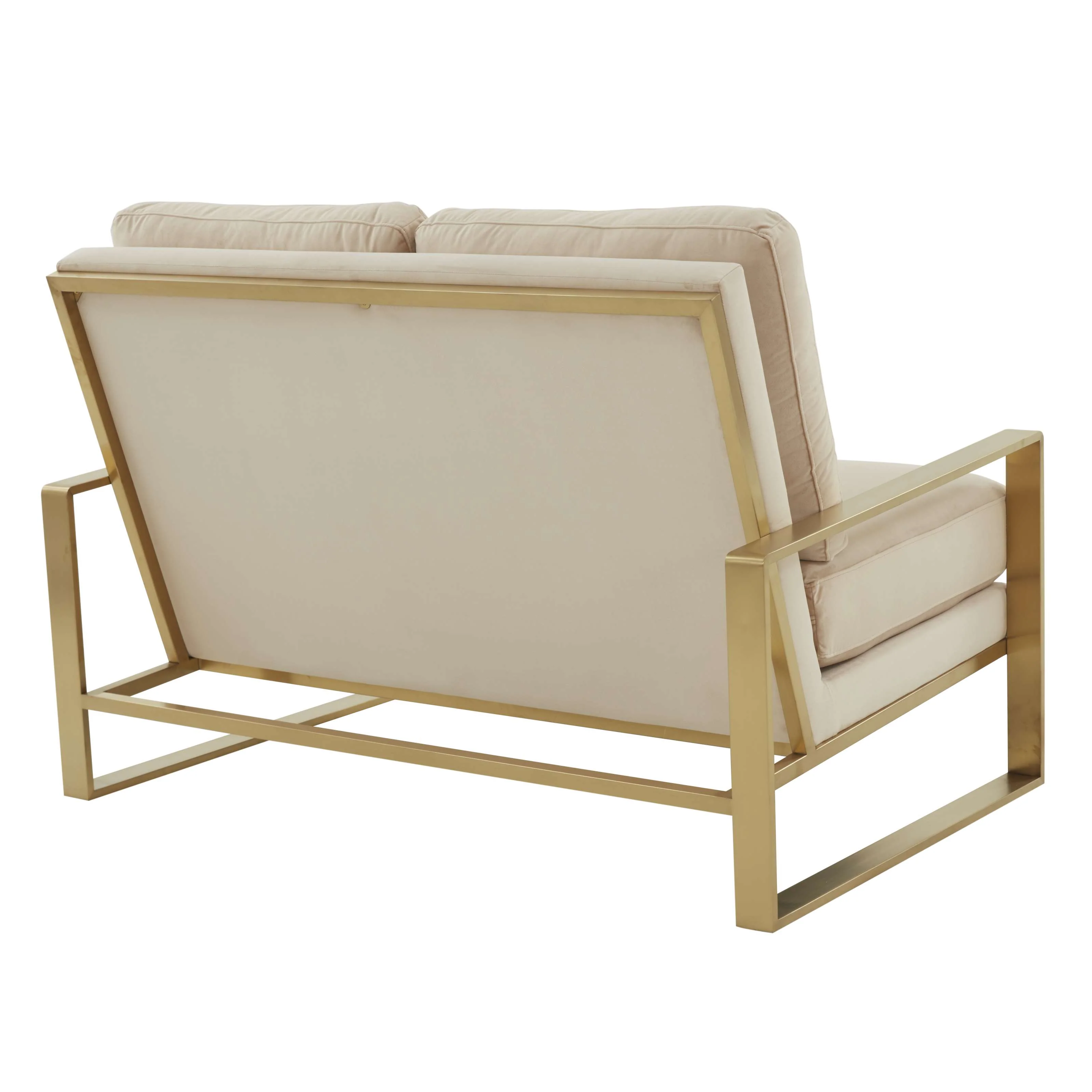 Leisuremod Jefferson Contemporary Modern Velvet Loveseat With Gold Frame - Image 2