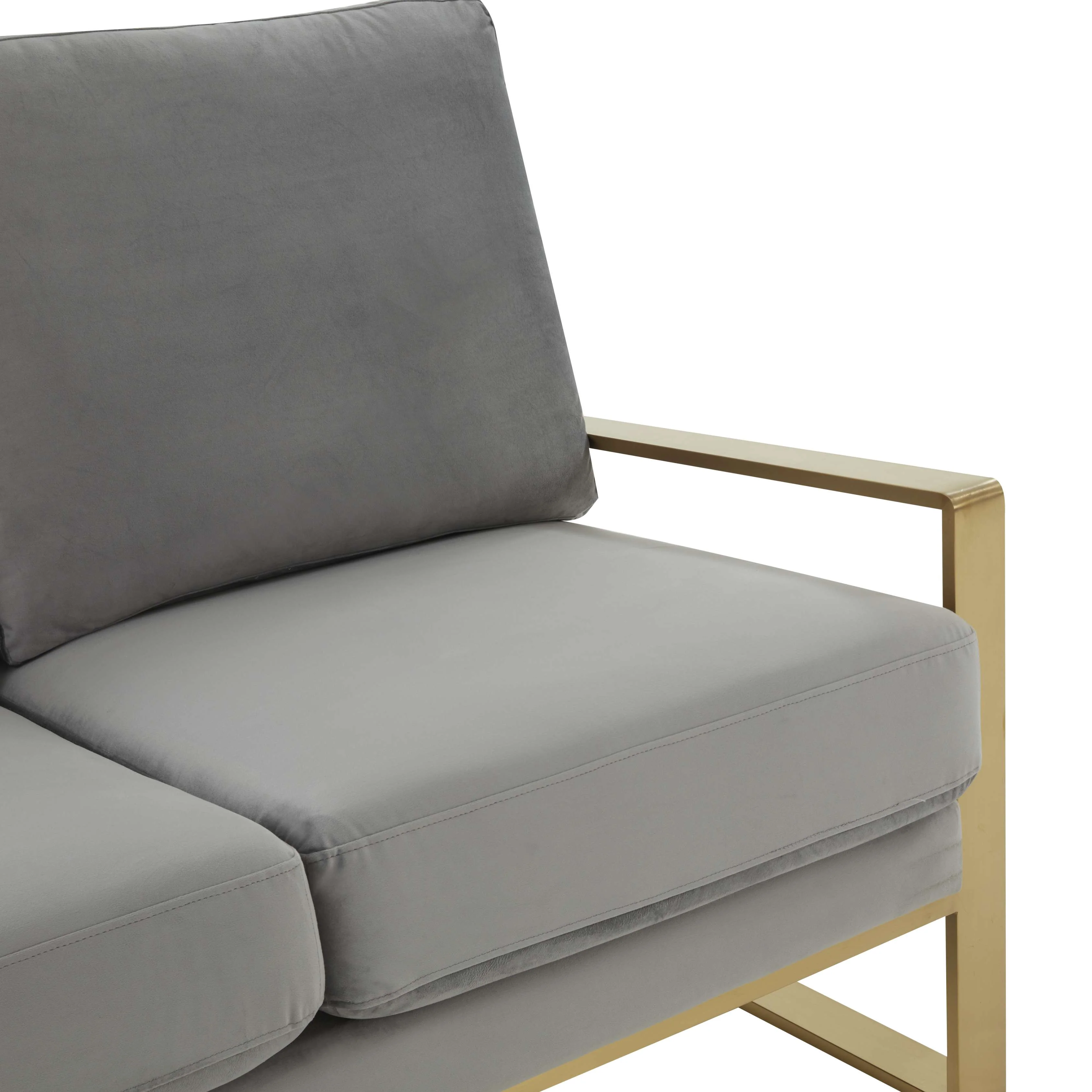 Leisuremod Jefferson Contemporary Modern Velvet Loveseat With Gold Frame - Image 21