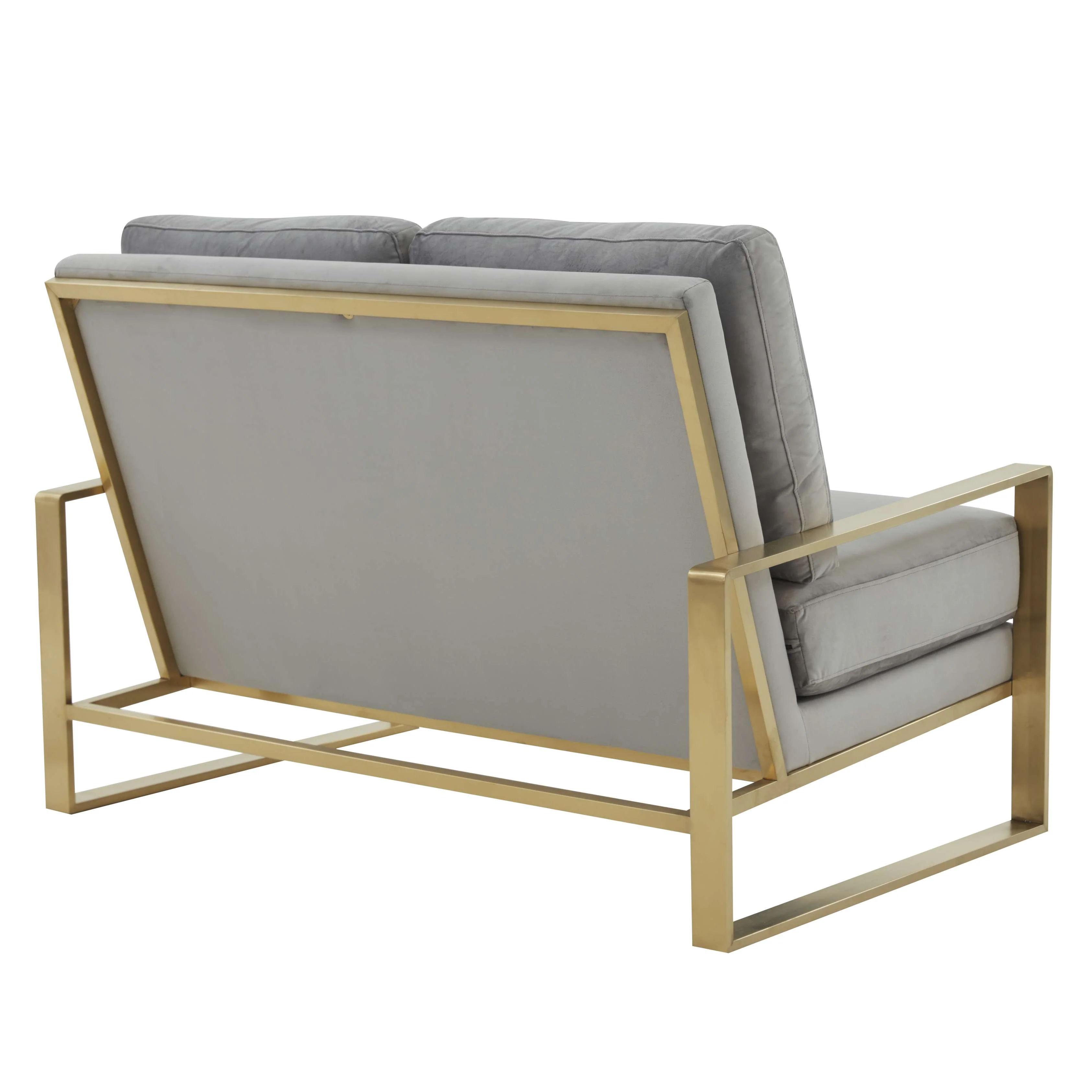 Leisuremod Jefferson Contemporary Modern Velvet Loveseat With Gold Frame - Image 22
