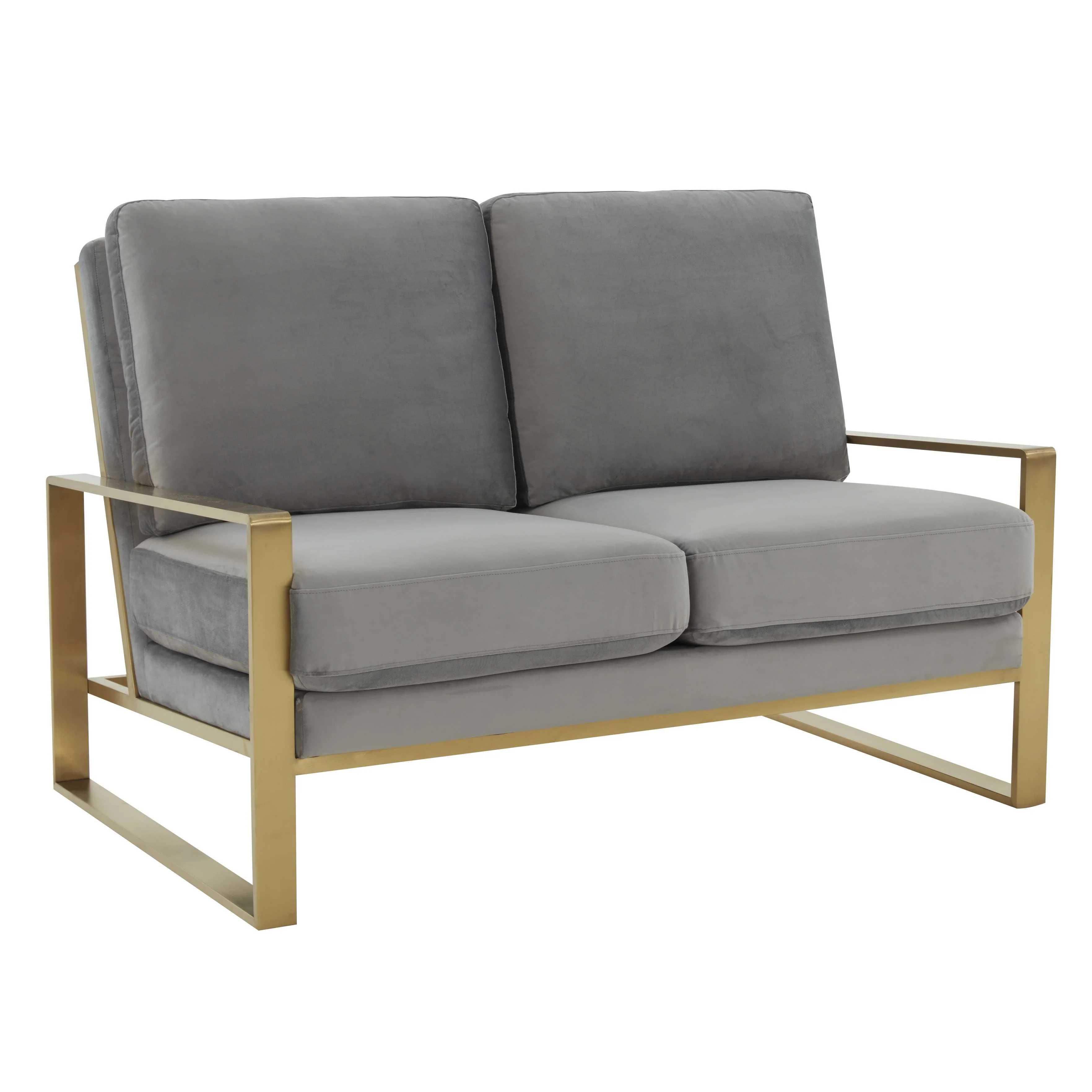 Leisuremod Jefferson Contemporary Modern Velvet Loveseat With Gold Frame - Image 24