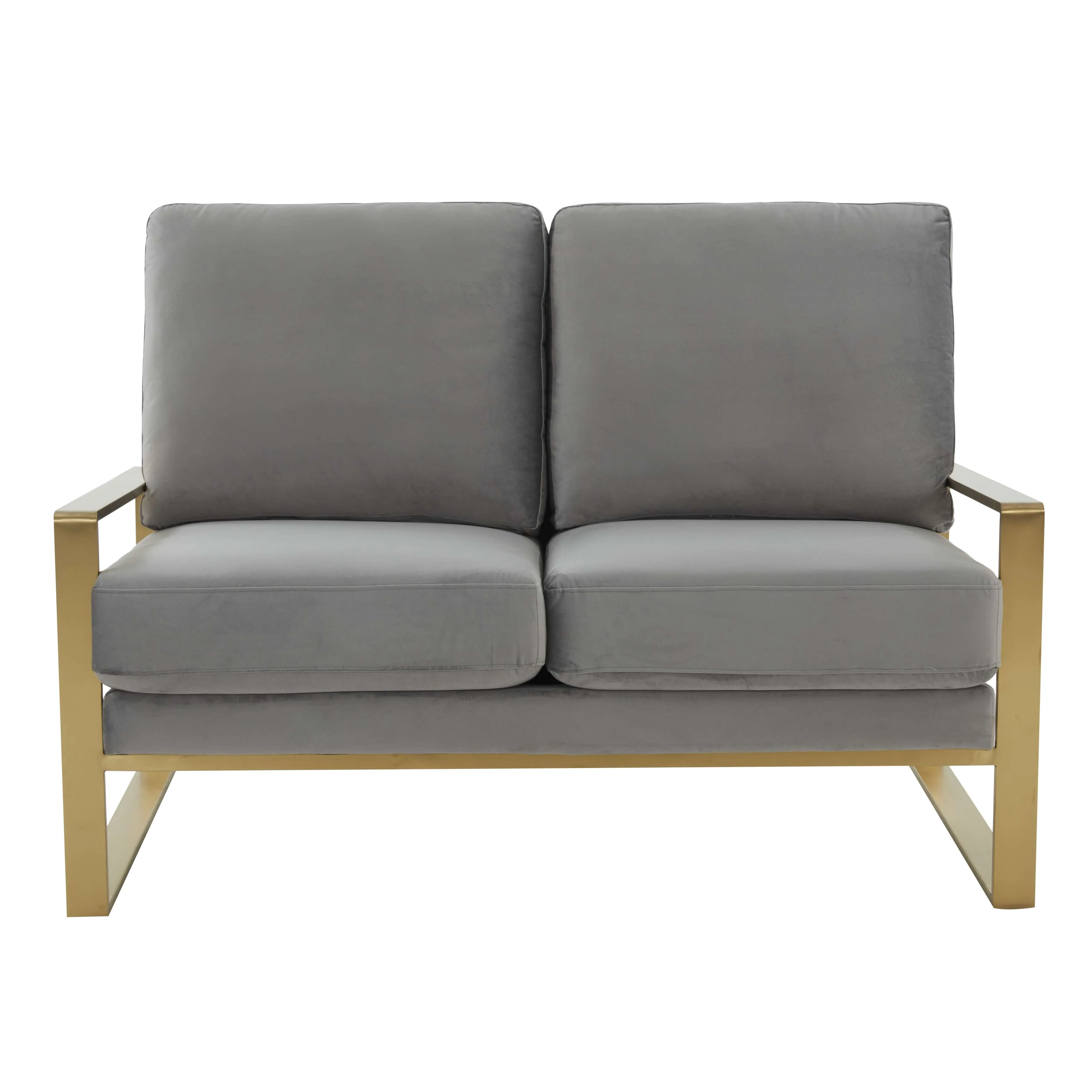 Leisuremod Jefferson Contemporary Modern Velvet Loveseat With Gold Frame - Image 25