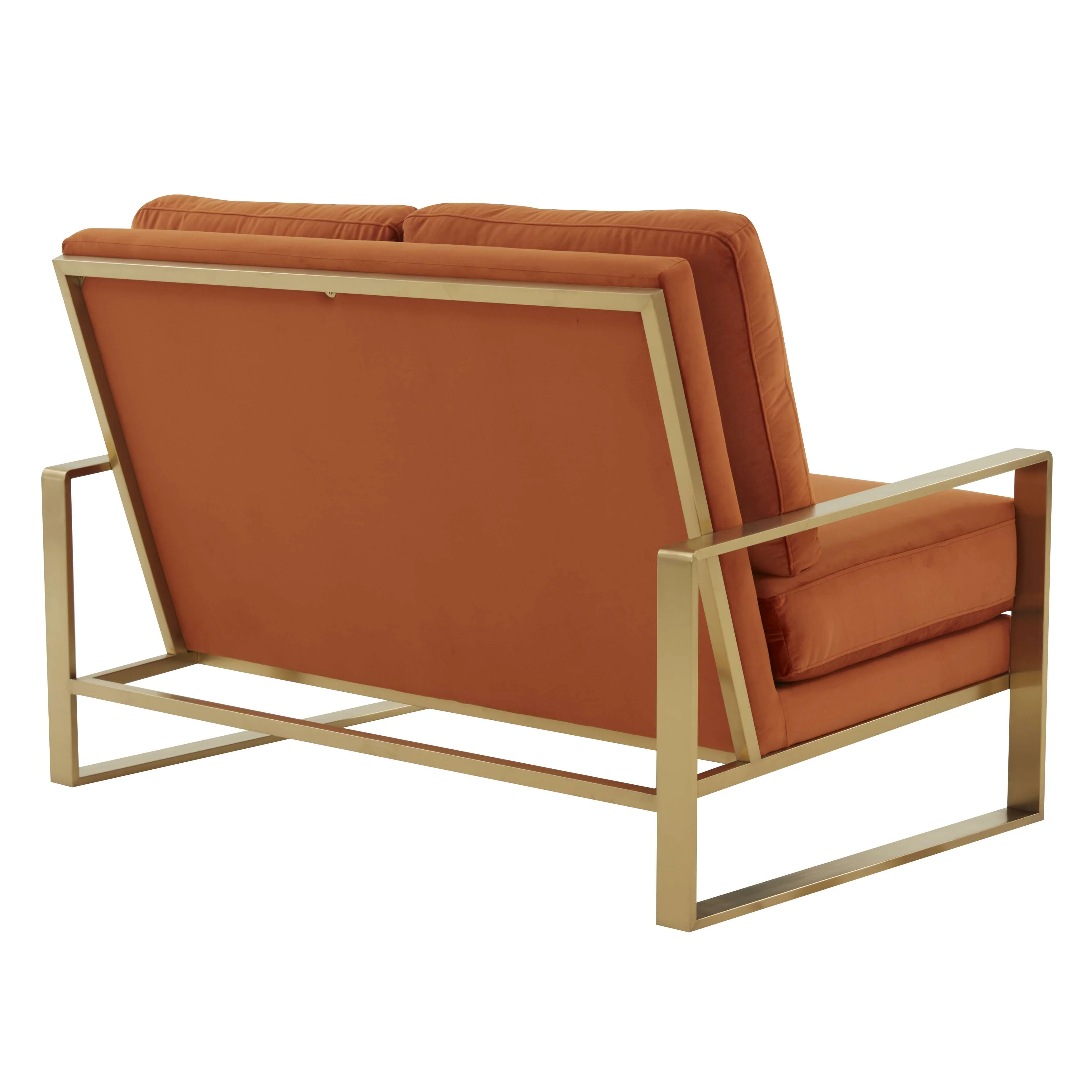 Leisuremod Jefferson Contemporary Modern Velvet Loveseat With Gold Frame - Image 27