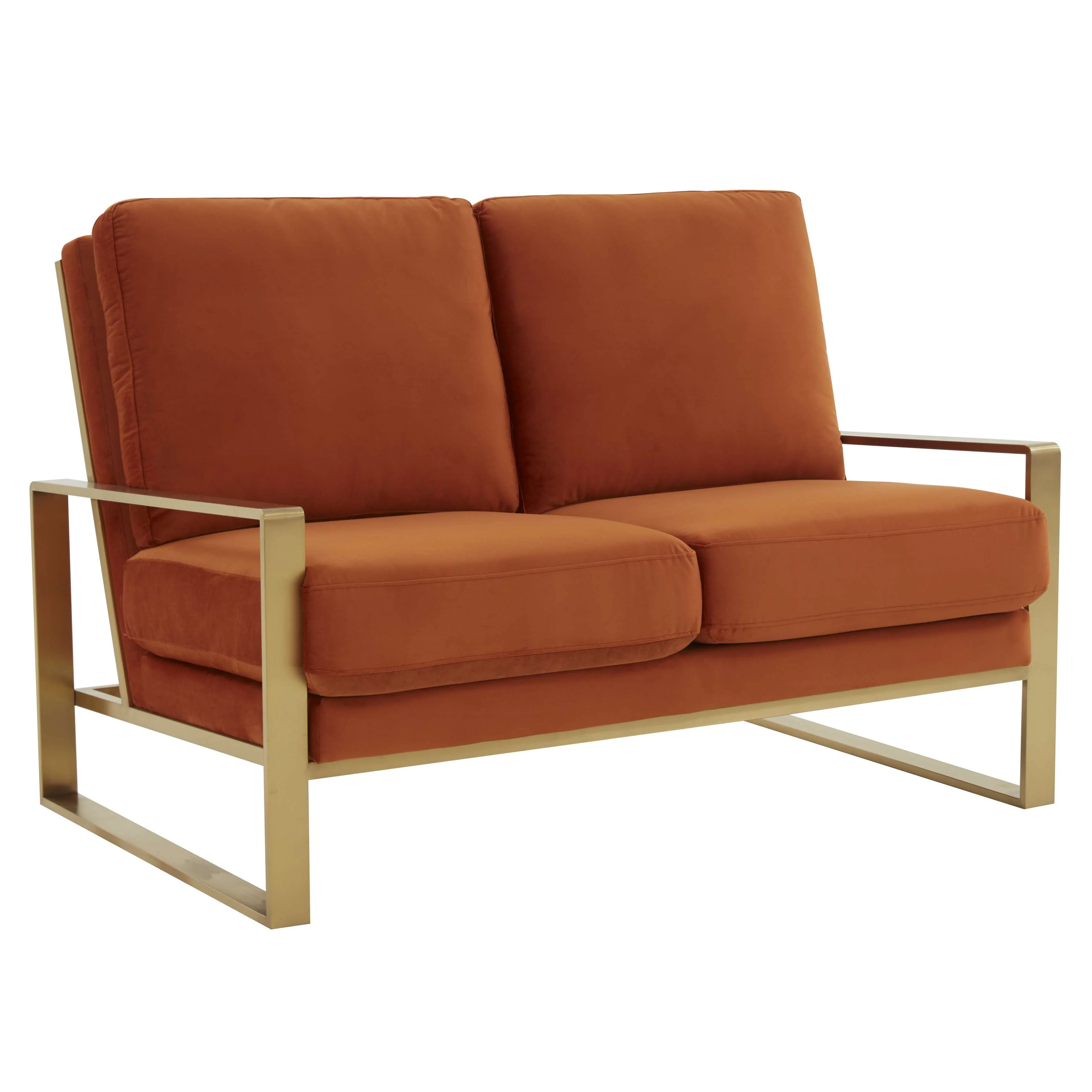 Leisuremod Jefferson Contemporary Modern Velvet Loveseat With Gold Frame - Image 29