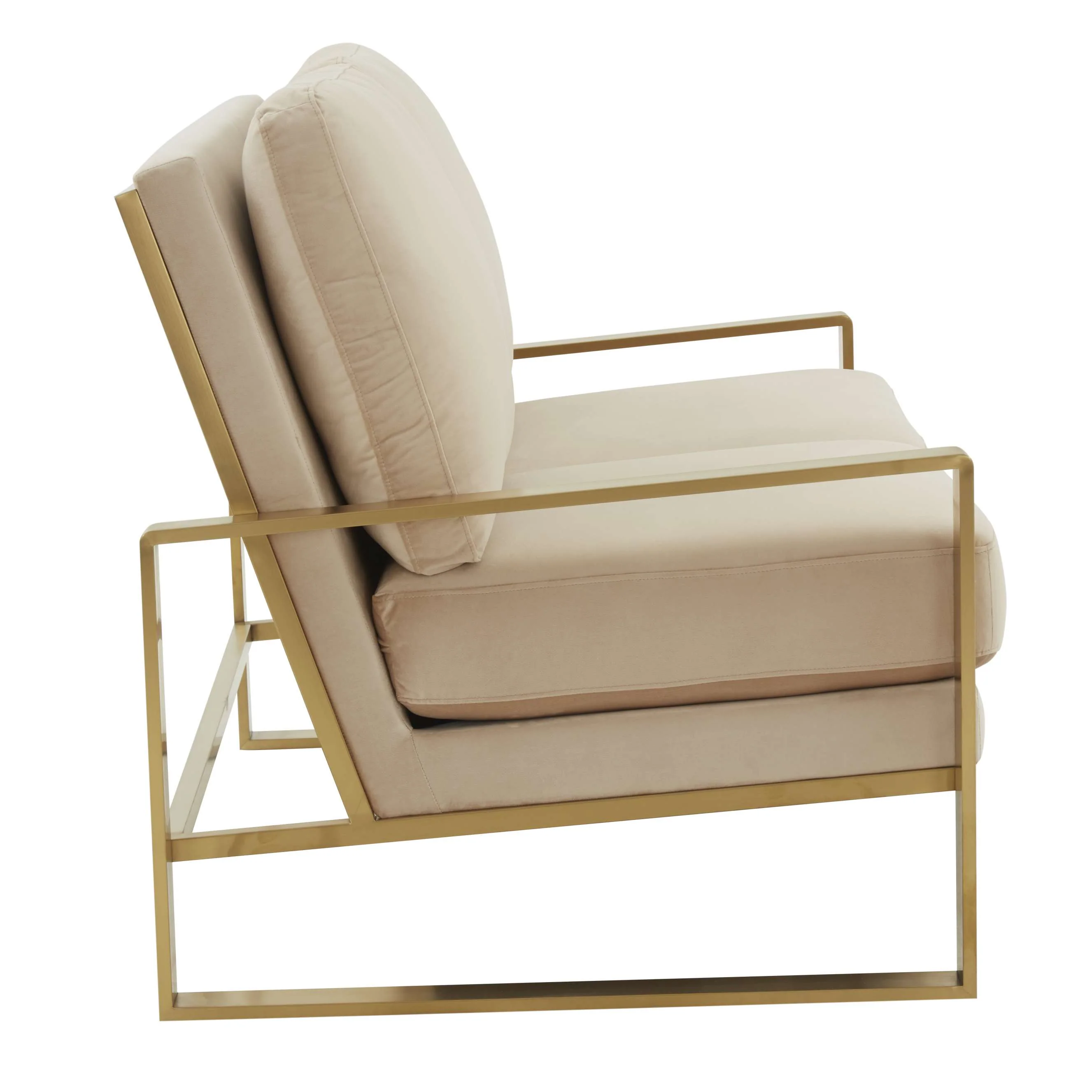 Leisuremod Jefferson Contemporary Modern Velvet Loveseat With Gold Frame - Image 3