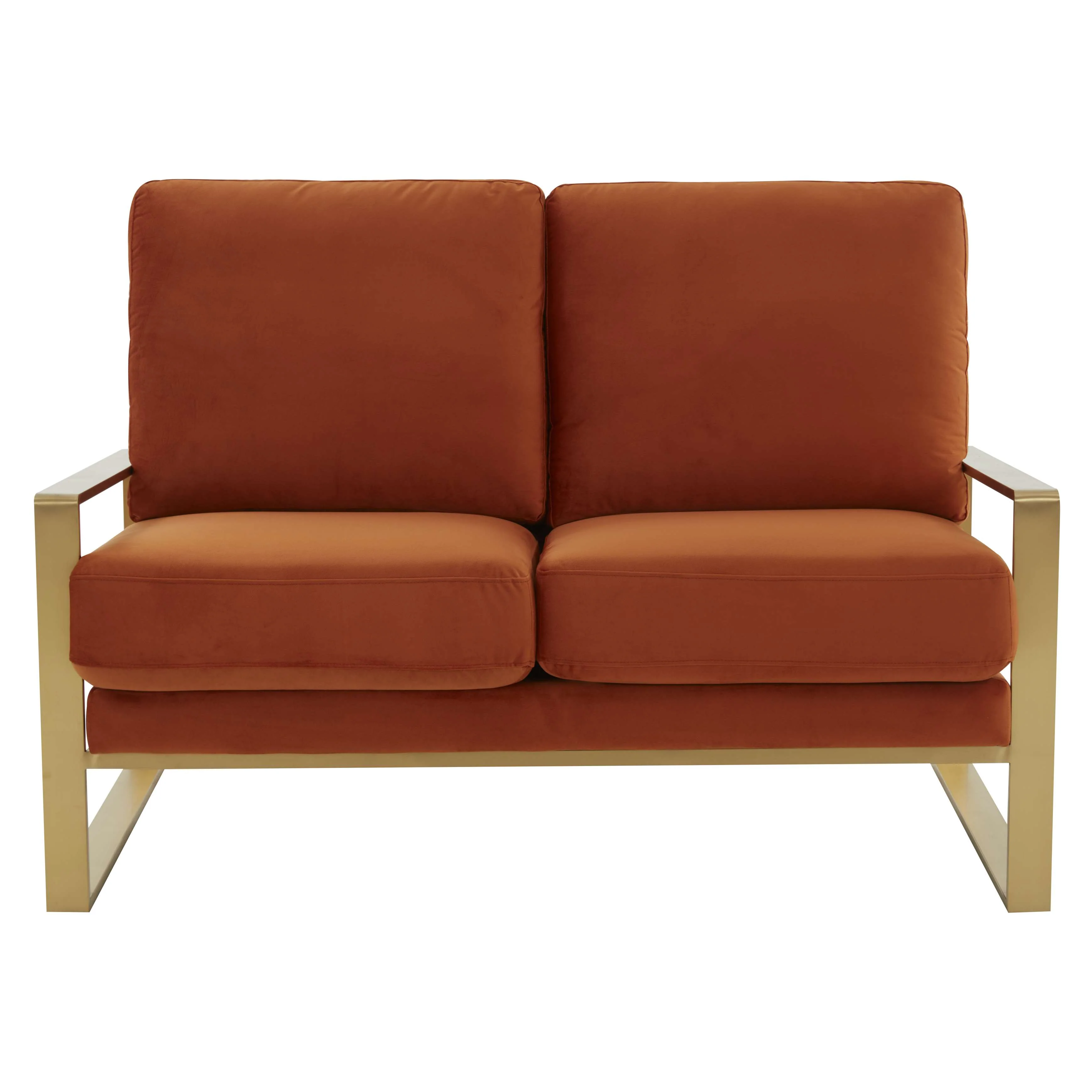 Leisuremod Jefferson Contemporary Modern Velvet Loveseat With Gold Frame - Image 30