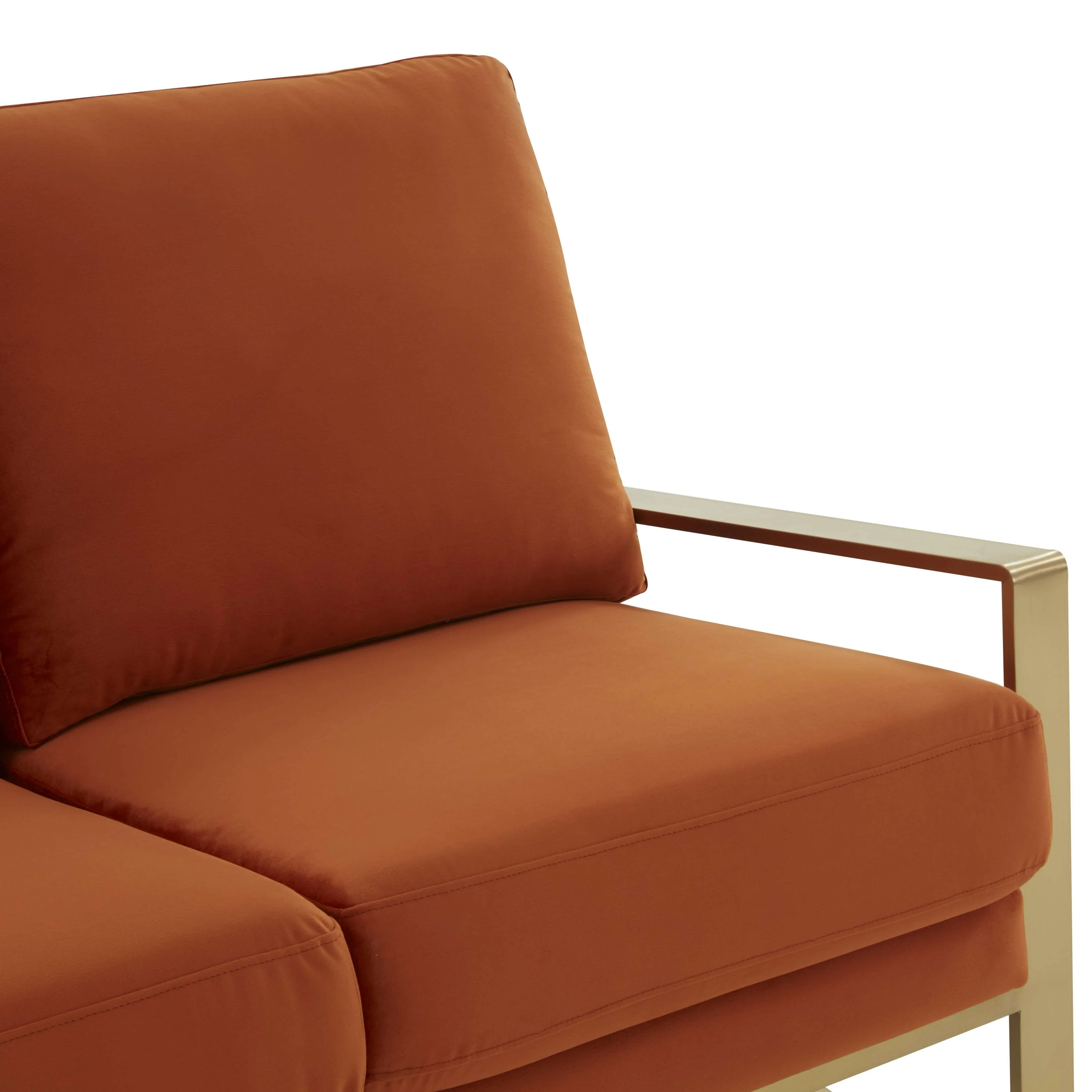 Leisuremod Jefferson Contemporary Modern Velvet Loveseat With Gold Frame - Image 31