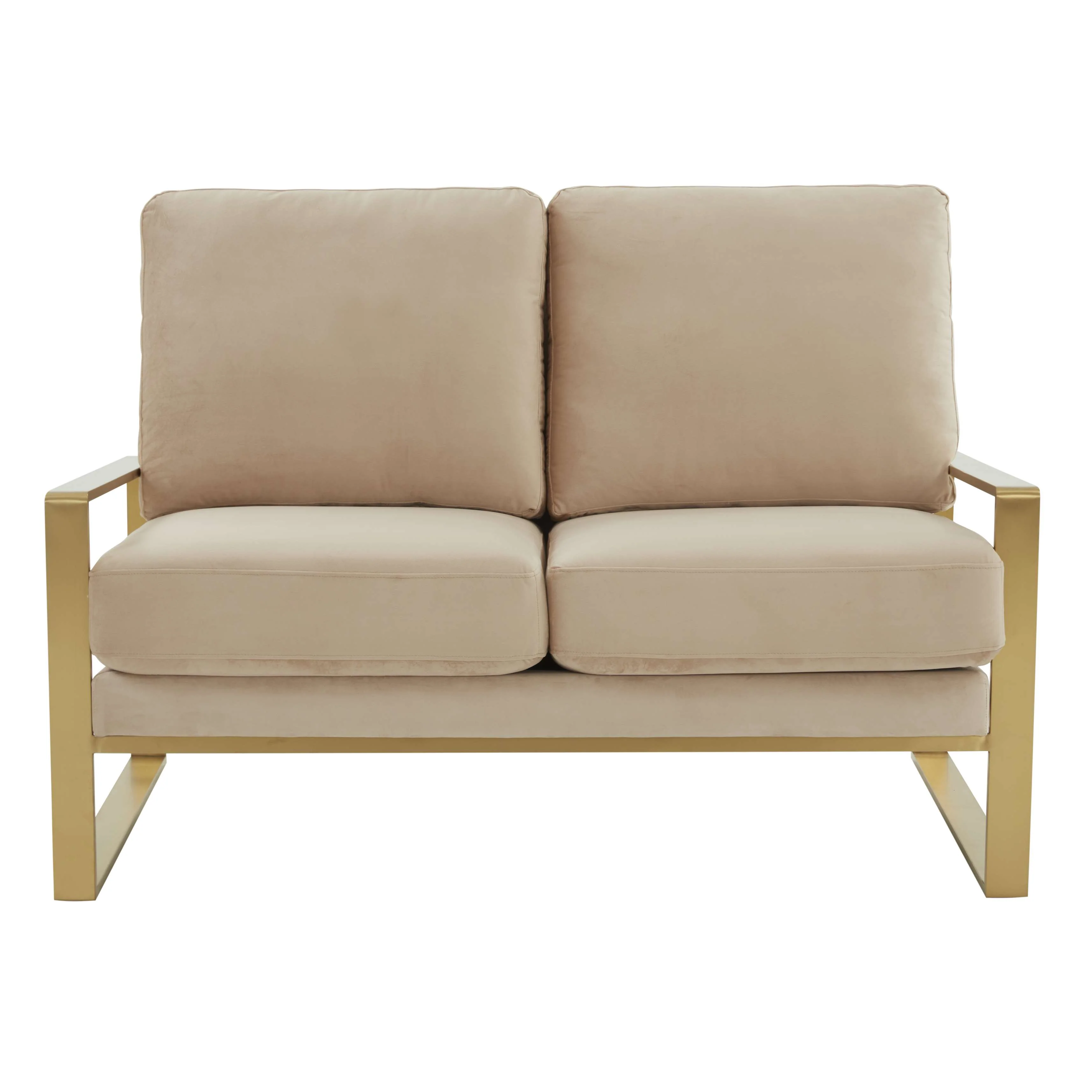 Leisuremod Jefferson Contemporary Modern Velvet Loveseat With Gold Frame - Image 5