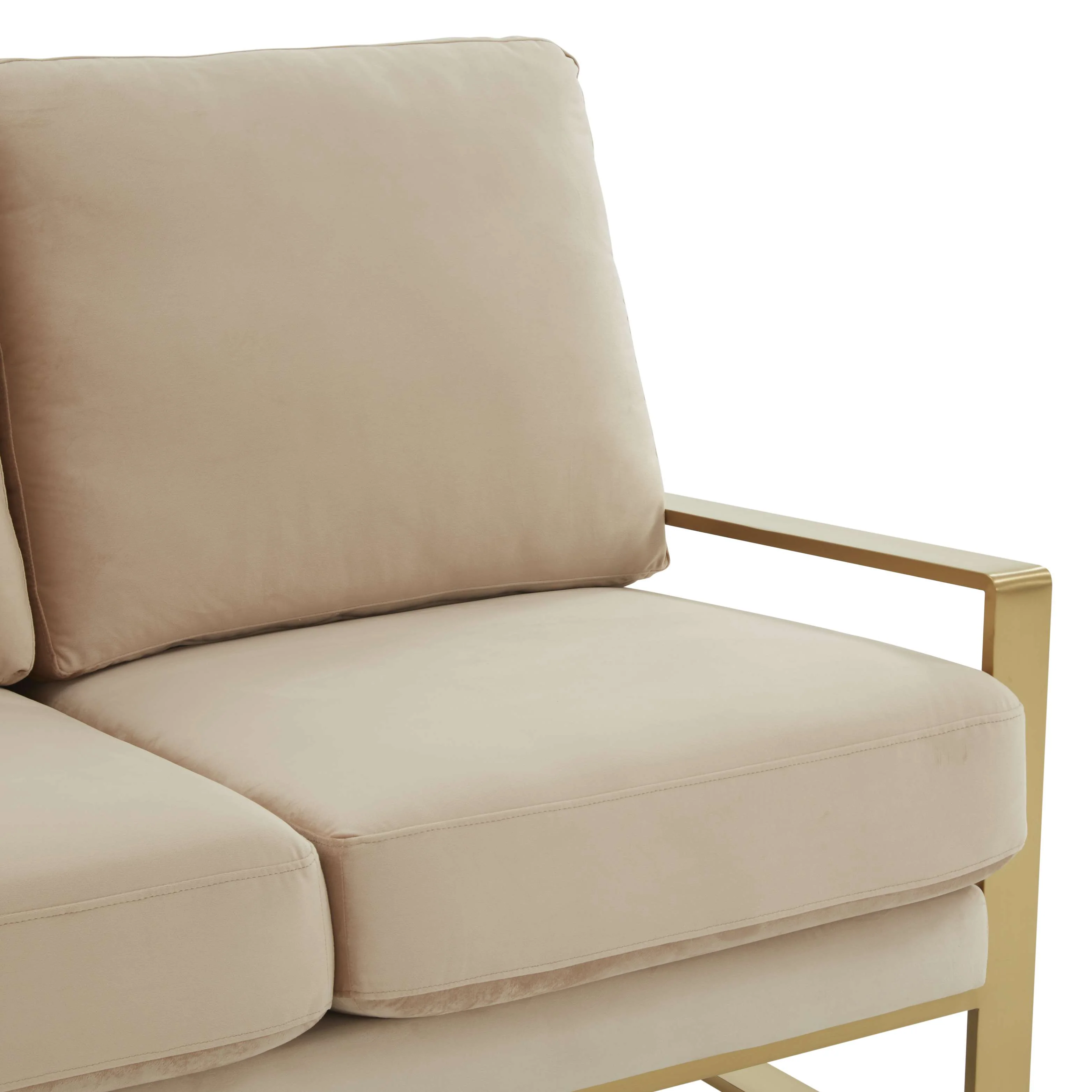 Leisuremod Jefferson Contemporary Modern Velvet Loveseat With Gold Frame - Image 6