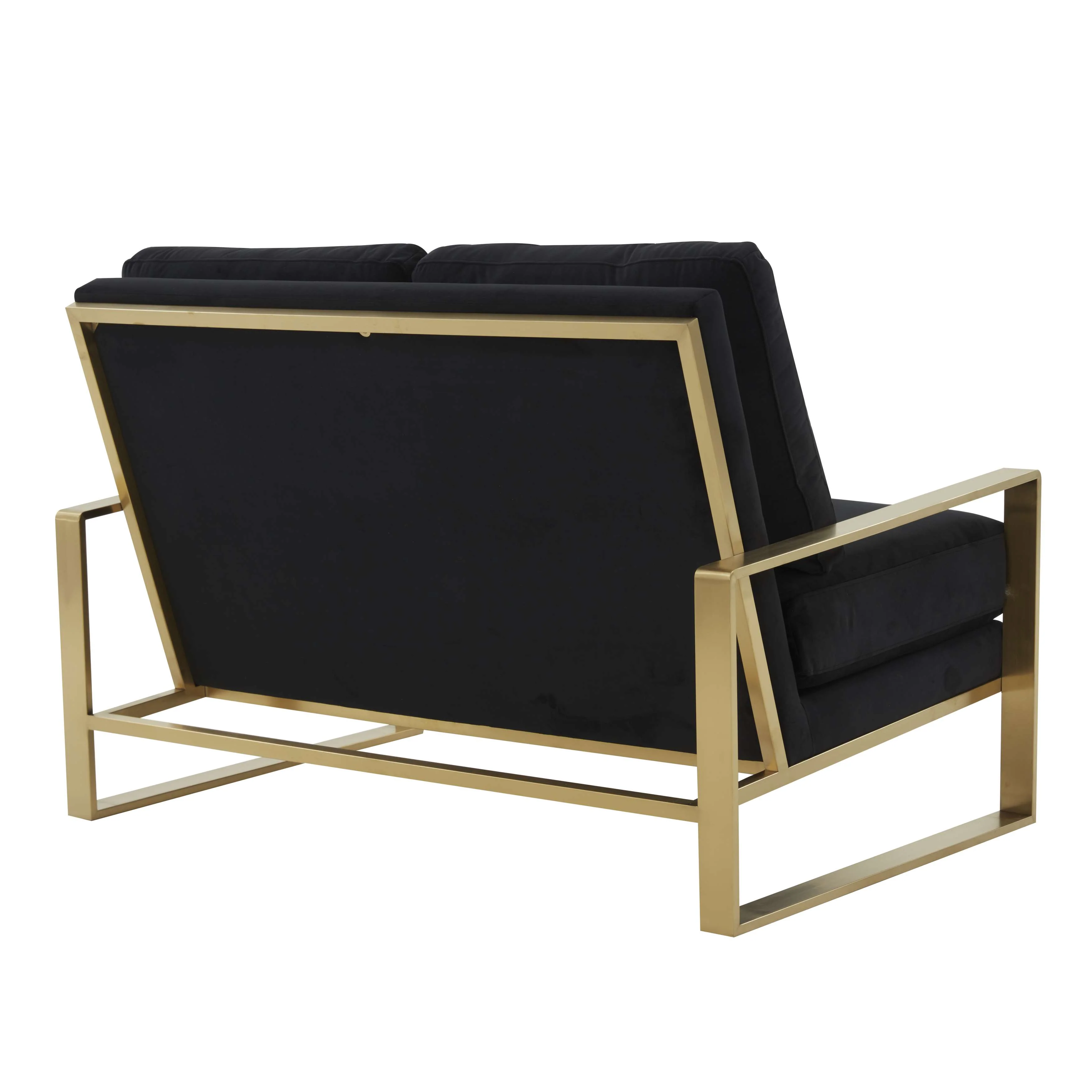 Leisuremod Jefferson Contemporary Modern Velvet Loveseat With Gold Frame - Image 9