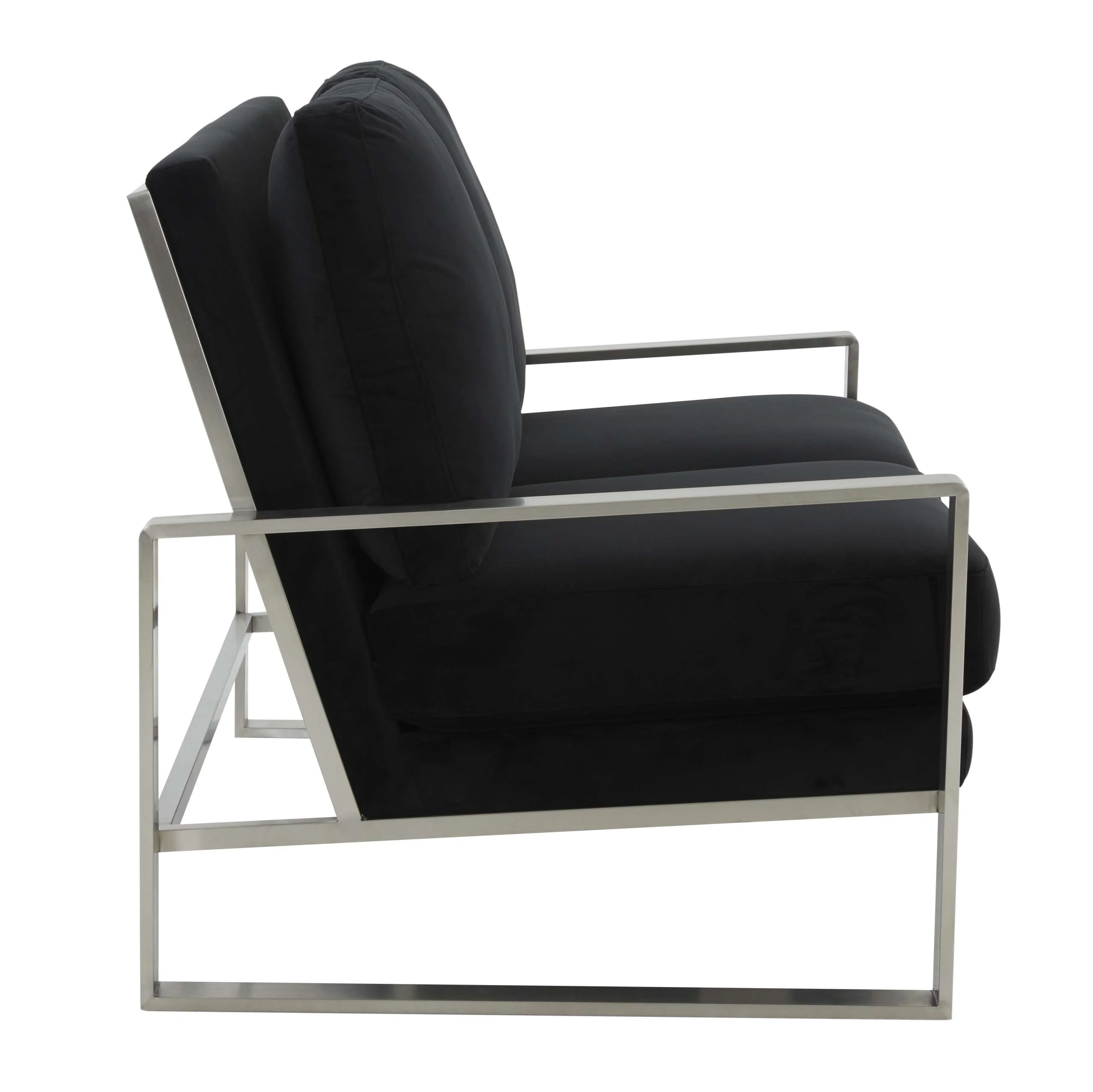 Leisuremod Jefferson Contemporary Modern Velvet Loveseat With Silver Frame - Image 10