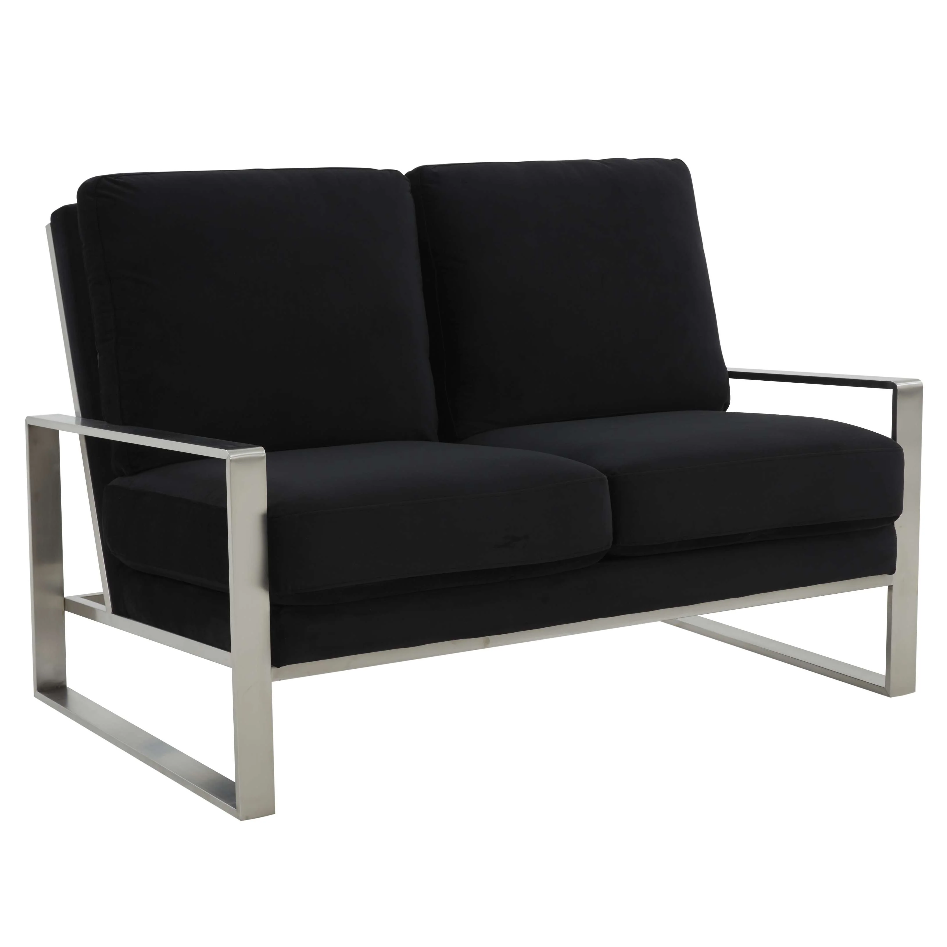 Leisuremod Jefferson Contemporary Modern Velvet Loveseat With Silver Frame - Image 11