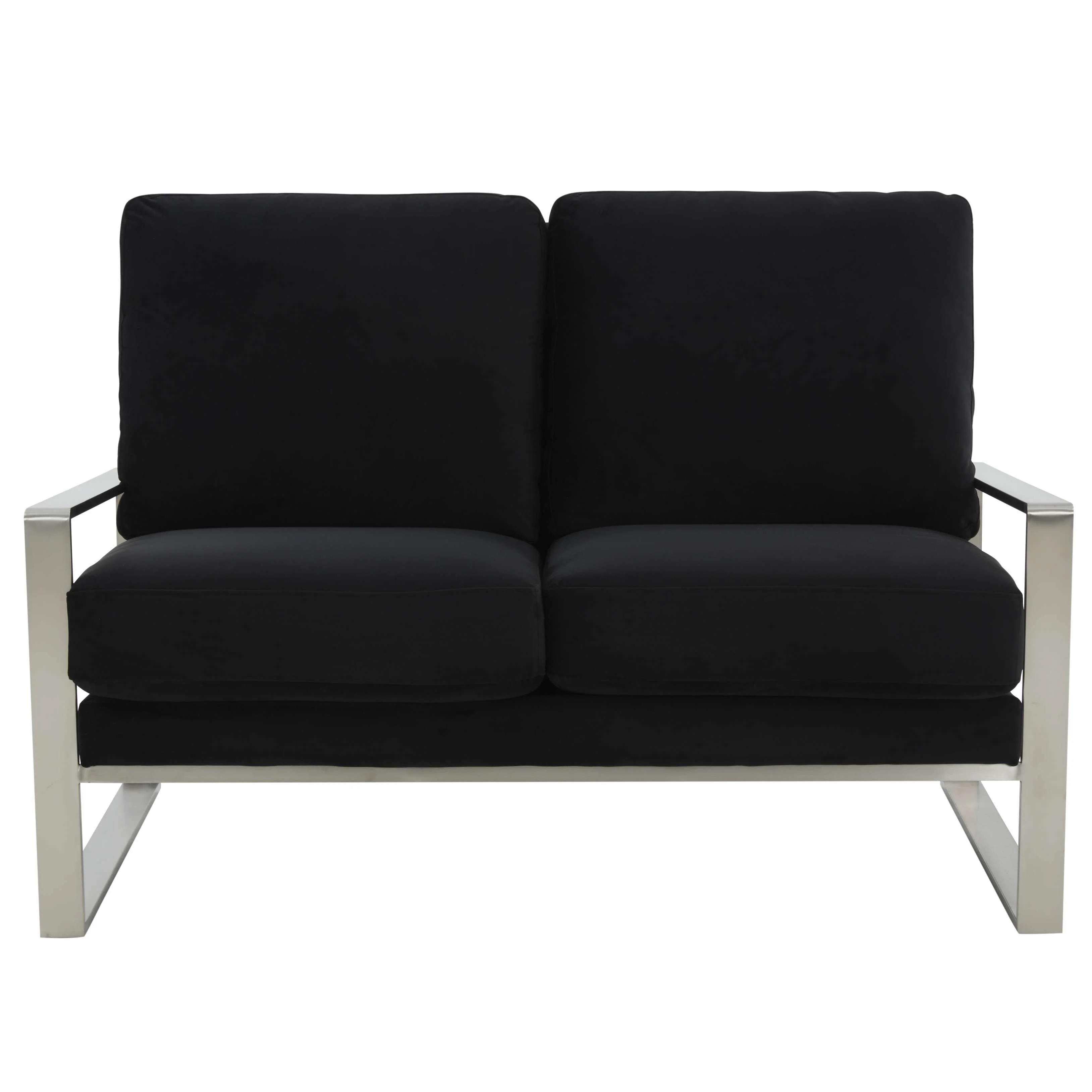Leisuremod Jefferson Contemporary Modern Velvet Loveseat With Silver Frame - Image 12
