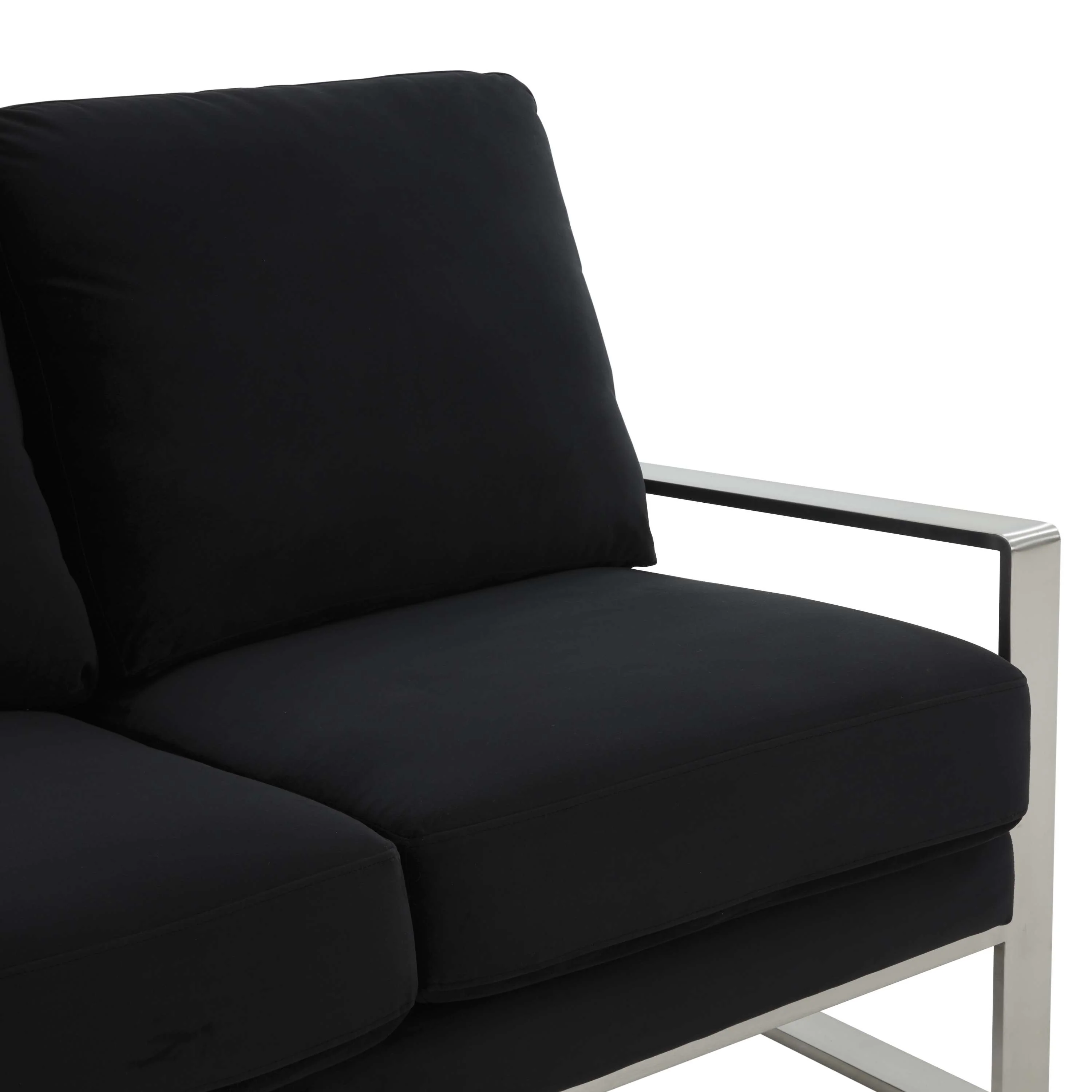 Leisuremod Jefferson Contemporary Modern Velvet Loveseat With Silver Frame - Image 13