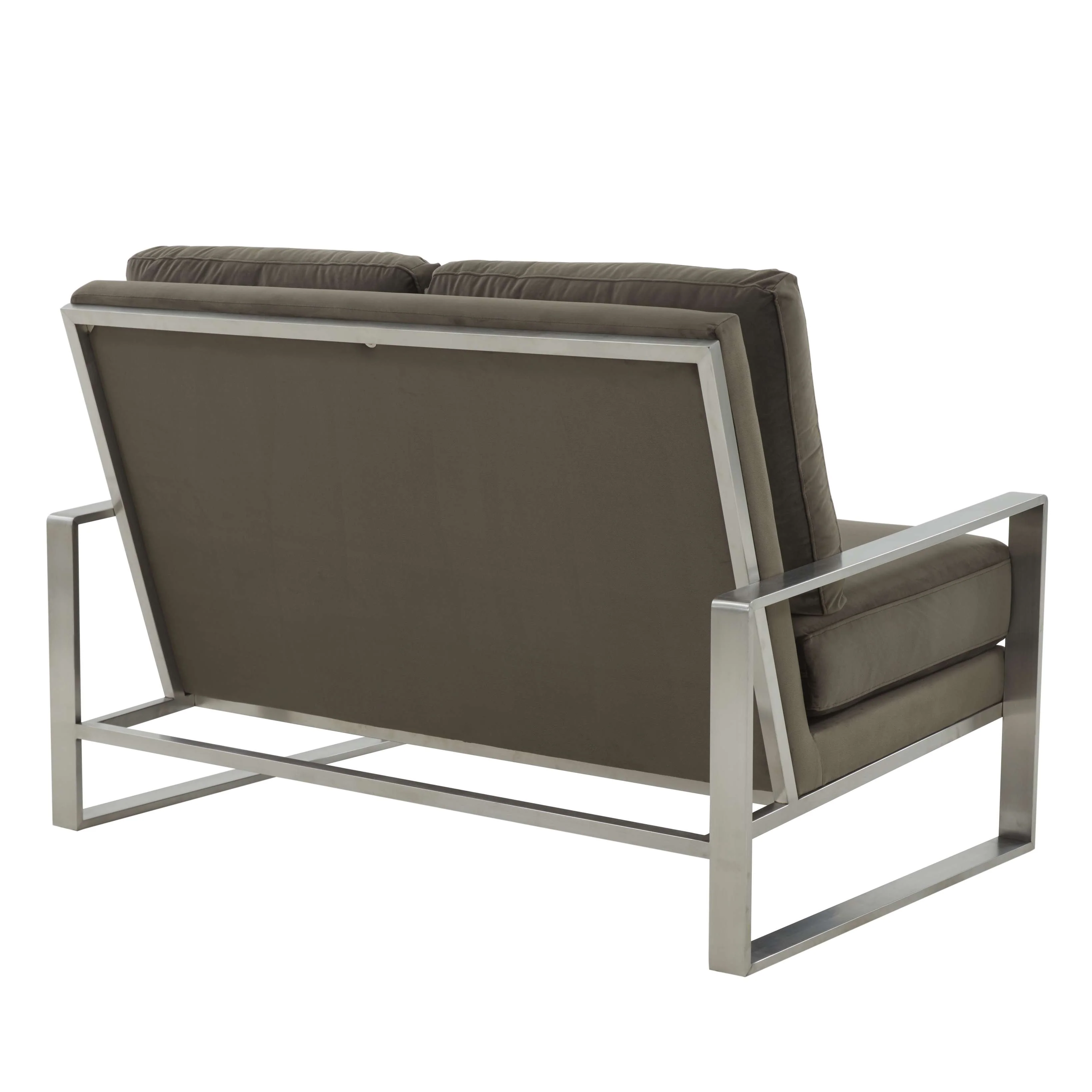 Leisuremod Jefferson Contemporary Modern Velvet Loveseat With Silver Frame - Image 15